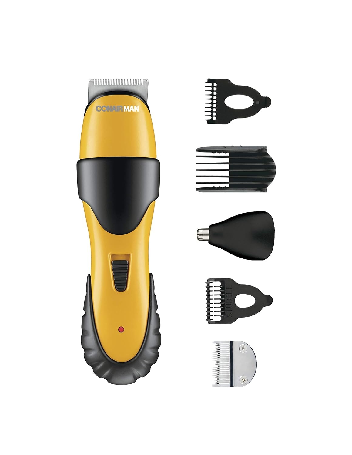 image:imageConairMAN AllinOne Beard Trimmer for Men for Face Nose and Ear Hair Trimmer6 piece Mens Grooming Kit CordlessRechargeableYellowBlack