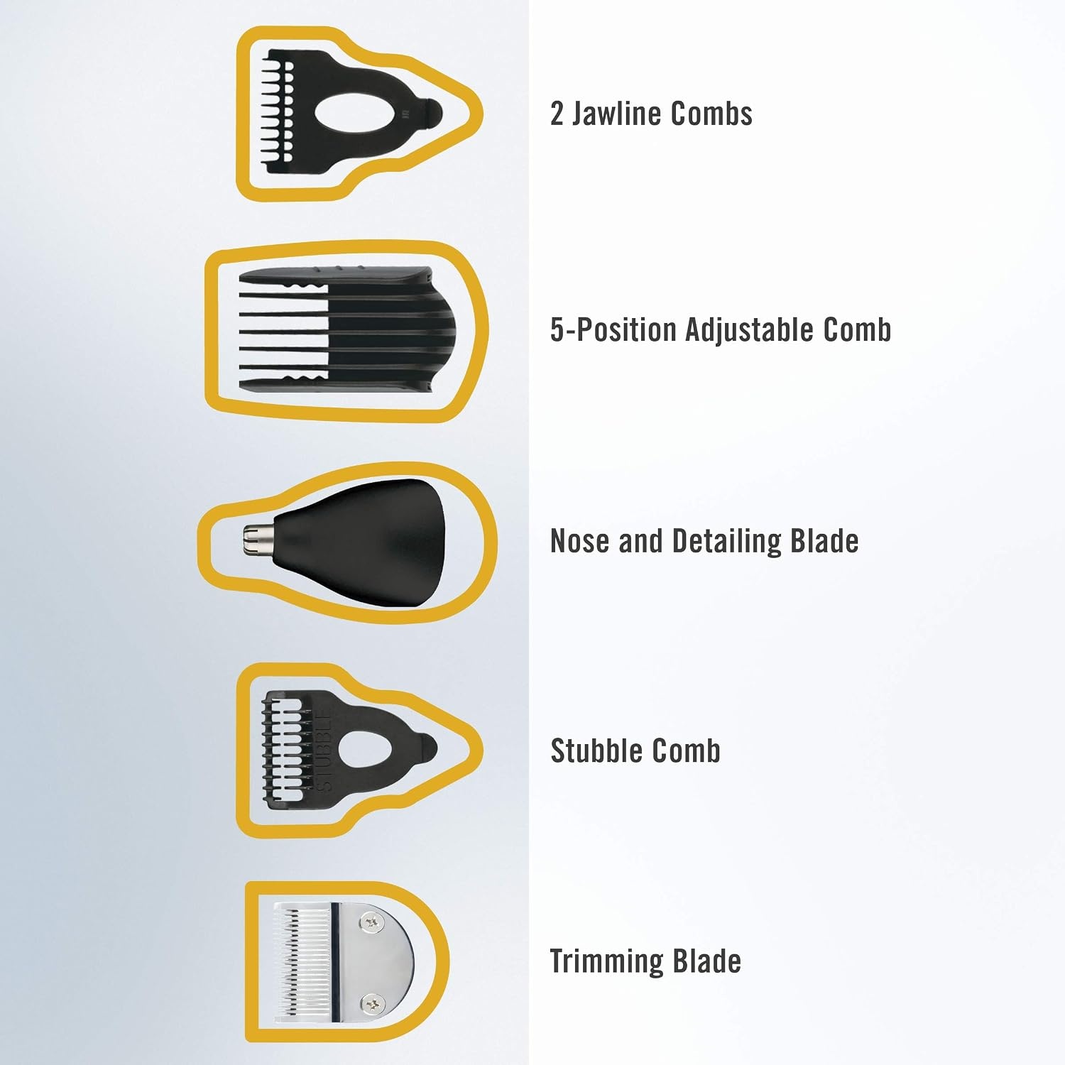 image:imageConairMAN AllinOne Beard Trimmer for Men for Face Nose and Ear Hair Trimmer6 piece Mens Grooming Kit CordlessRechargeableYellowBlack