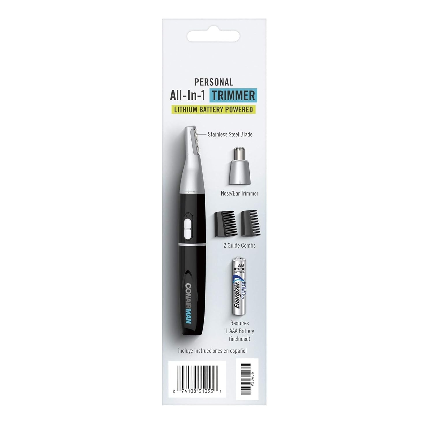 image:imageConairMAN AllinOne Personal Trimmer for Men for Nose Ear Eyebrows and Sideburns Hair Trimmer 4 piece Mens Grooming Kit Lithium BatteryPoweredFor Him