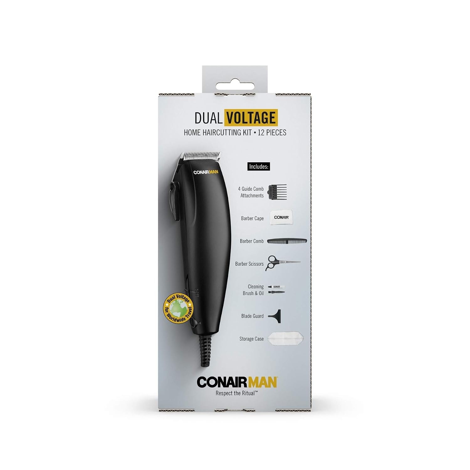 image:imageConairMAN Dual Voltage Hair Clippers for Men 12piece Hair Clipper Great for Travel12Piece Set Pack of 6