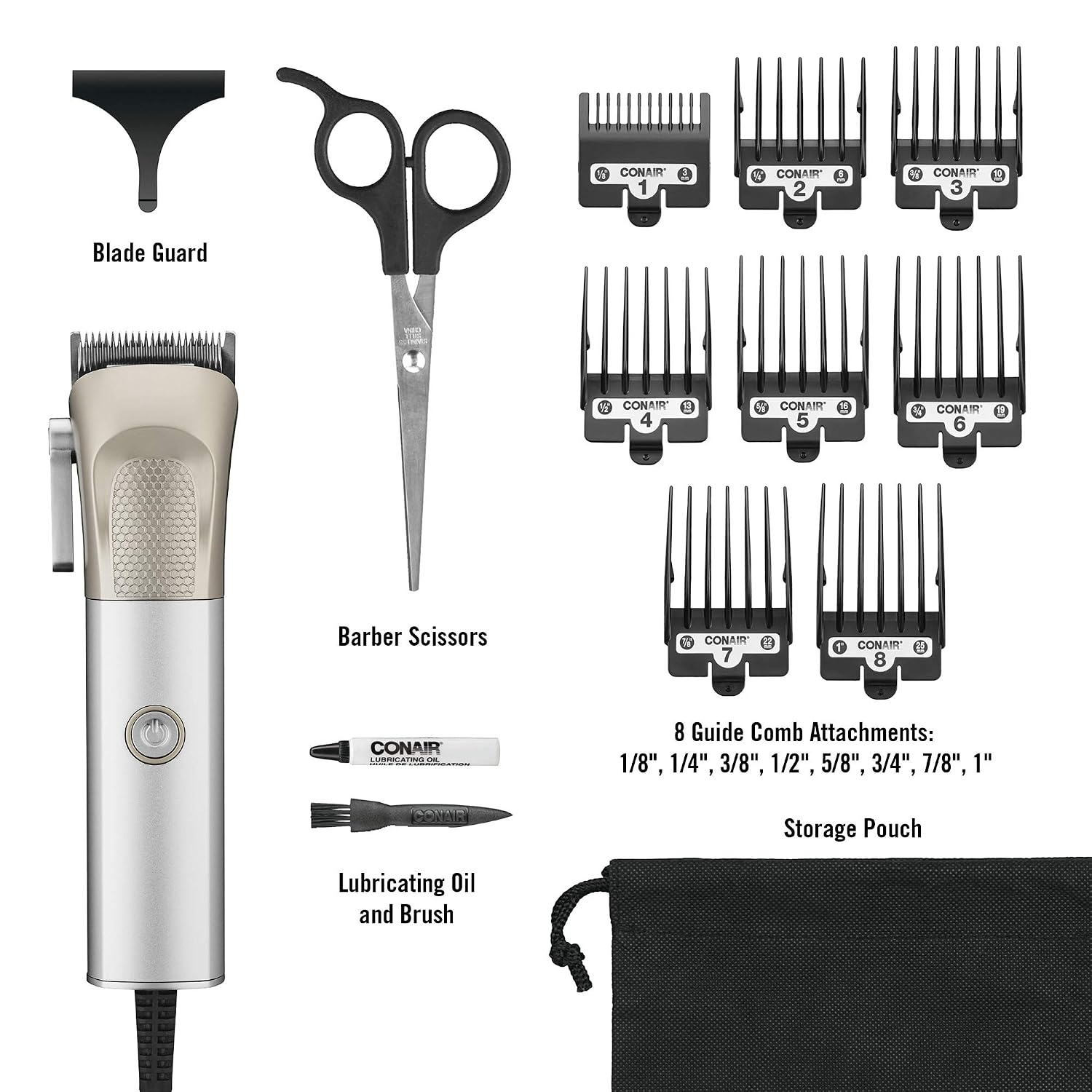 image:imageConairMAN Hair Clippers for Men 13Piece Home Hair Cutting Kit with High Performance Professional MetalCraft Clipper13piece Pack of 2