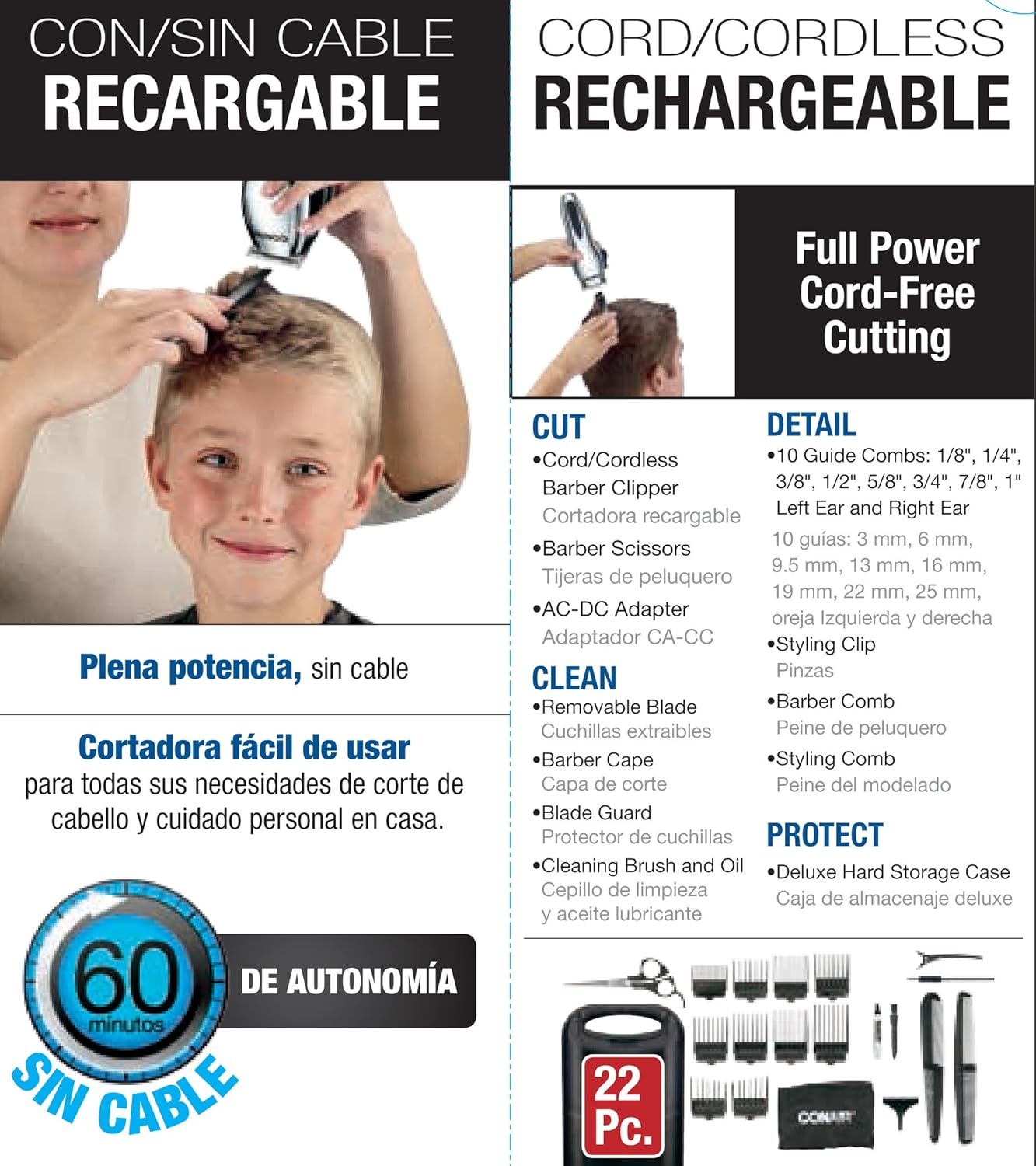 image:imageConairMAN Hair Clippers for Men 22Piece Corded or Cordless Home Hair Cutting Kit