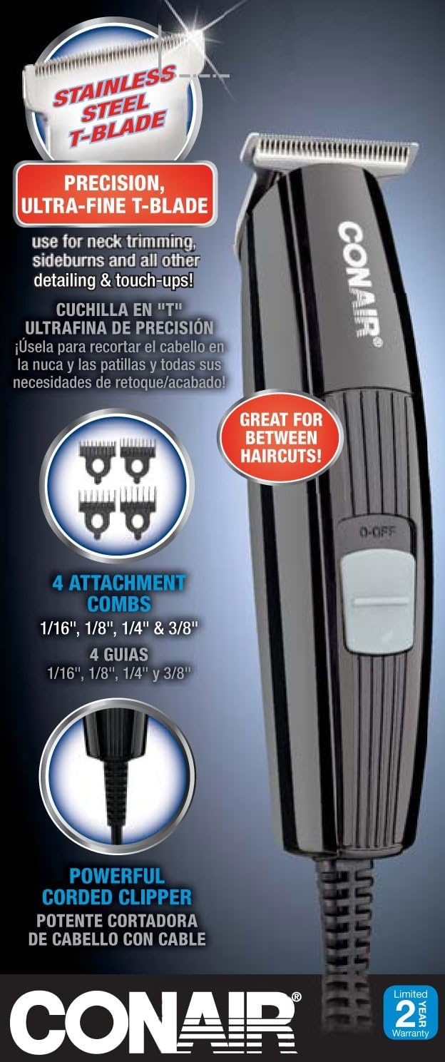 image:imageConairMAN Trim Up Hair Clippers for Men Corded Detail Hair Clipper Home Hair Cutting KitBlack