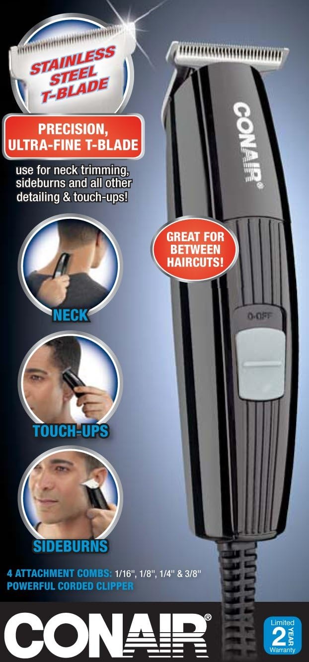 image:imageConairMAN Trim Up Hair Clippers for Men Corded Detail Hair Clipper Home Hair Cutting KitBlack