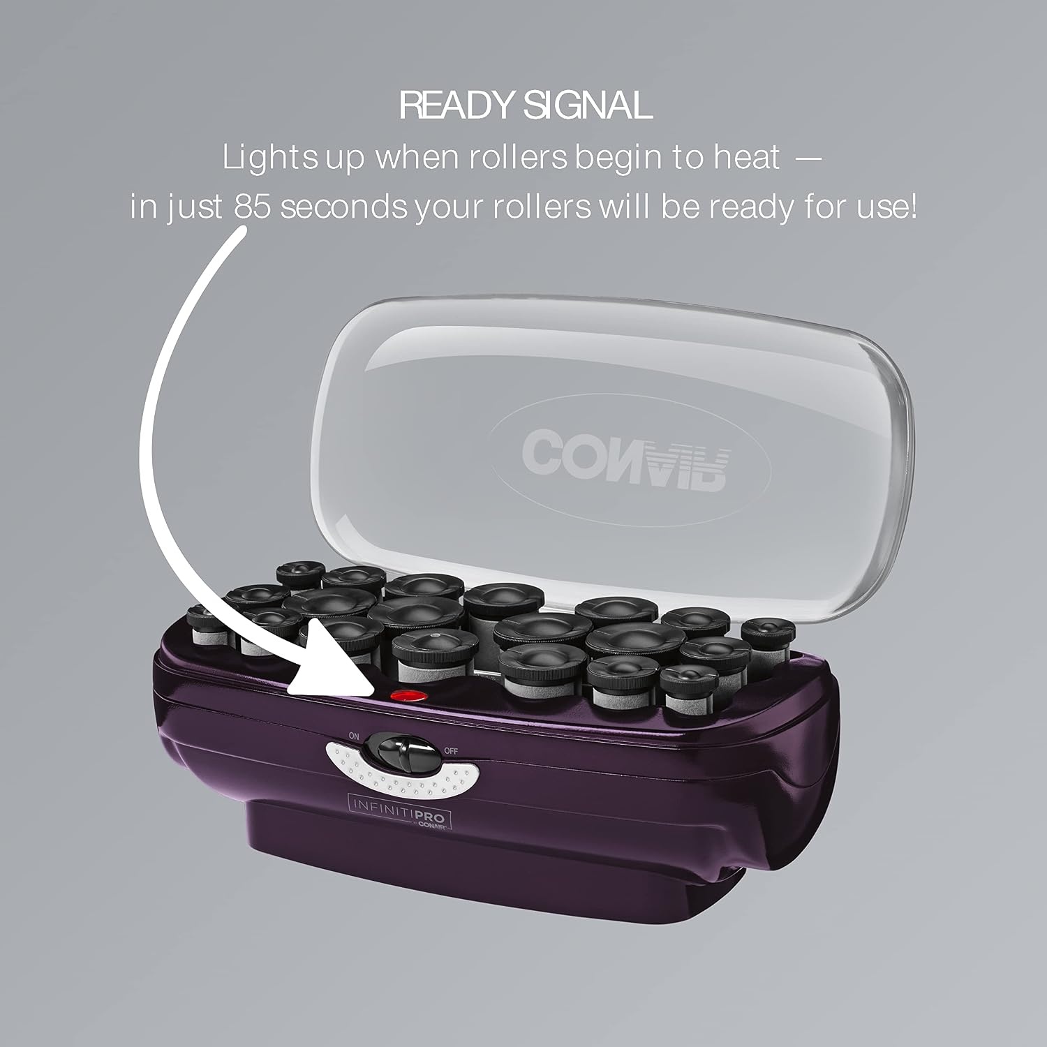 image:imageINFINITI PRO CONAIR Ceramic Flocked Hot Rollers for Women 20 Assorted Hair Curlers with Clips 85Second HeatUp For Long Medium and All Hair WhiteBlack