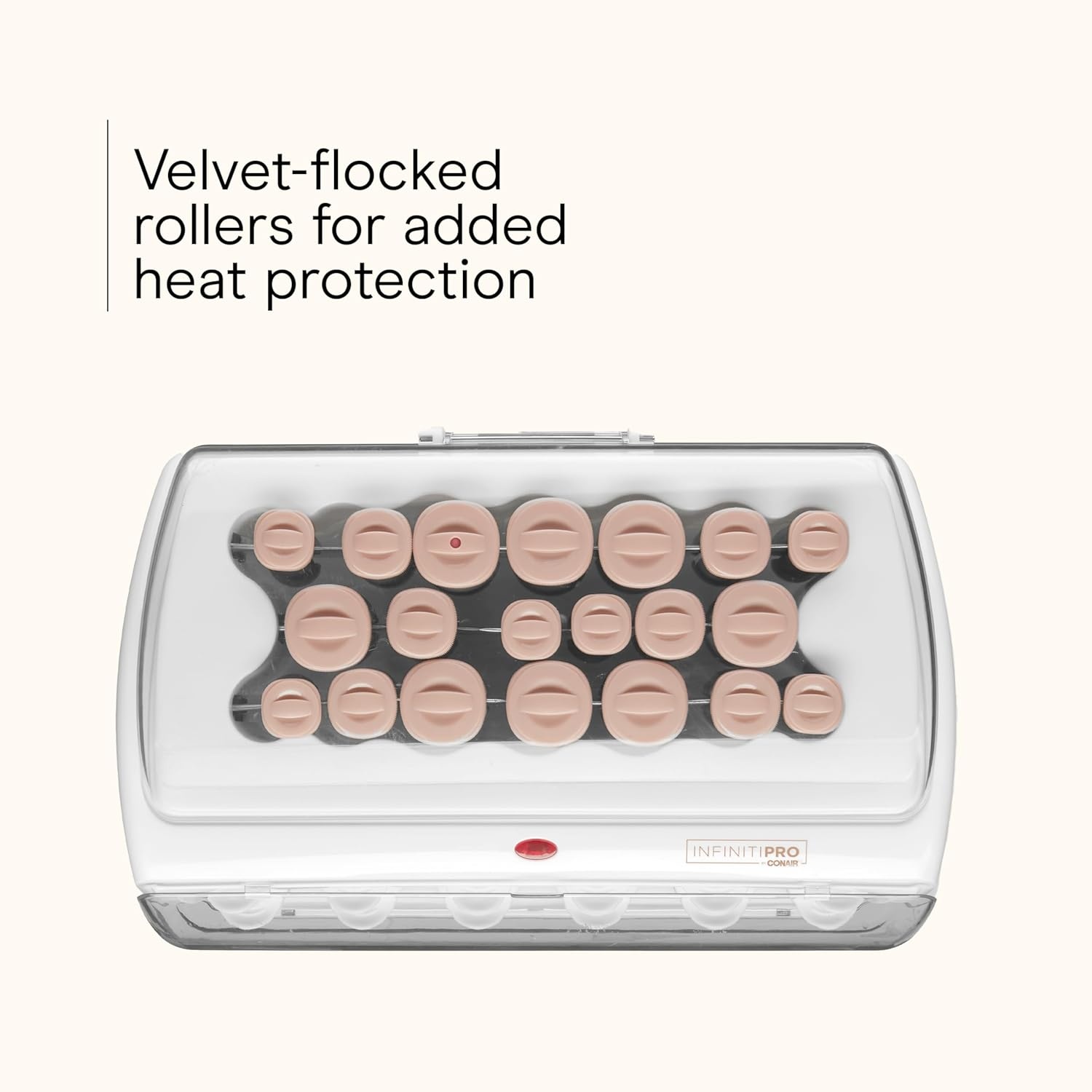 image:imageINFINITI PRO CONAIR Ceramic Flocked Hot Rollers for Women 20 Assorted Hair Curlers with Clips 85Second HeatUp For Long Medium and All Hair WhiteWhite