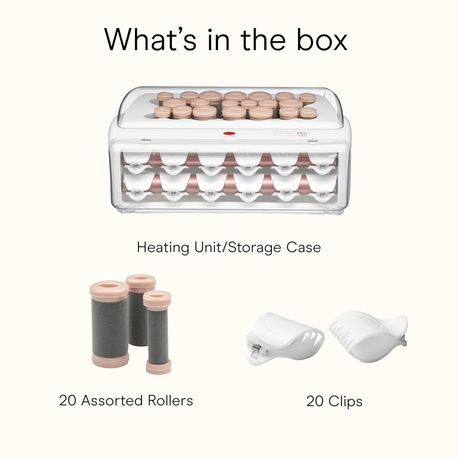 image:imageINFINITI PRO CONAIR Ceramic Flocked Hot Rollers for Women 20 Assorted Hair Curlers with Clips 85Second HeatUp For Long Medium and All Hair WhiteWhite