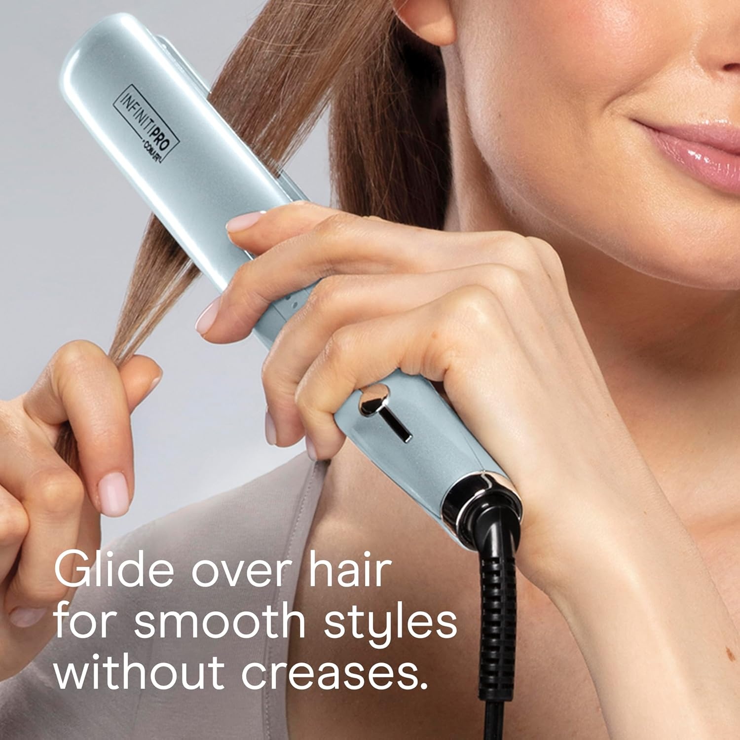 image:imageINFINITI PRO CONAIR SmoothWrap Dual Ion 1 Inch Flat Iron Hair Straightener 1Inch Flat Iron Produces More Volume and Less Frizz 5 Heat Settings For All Hair Types and Textures Blue