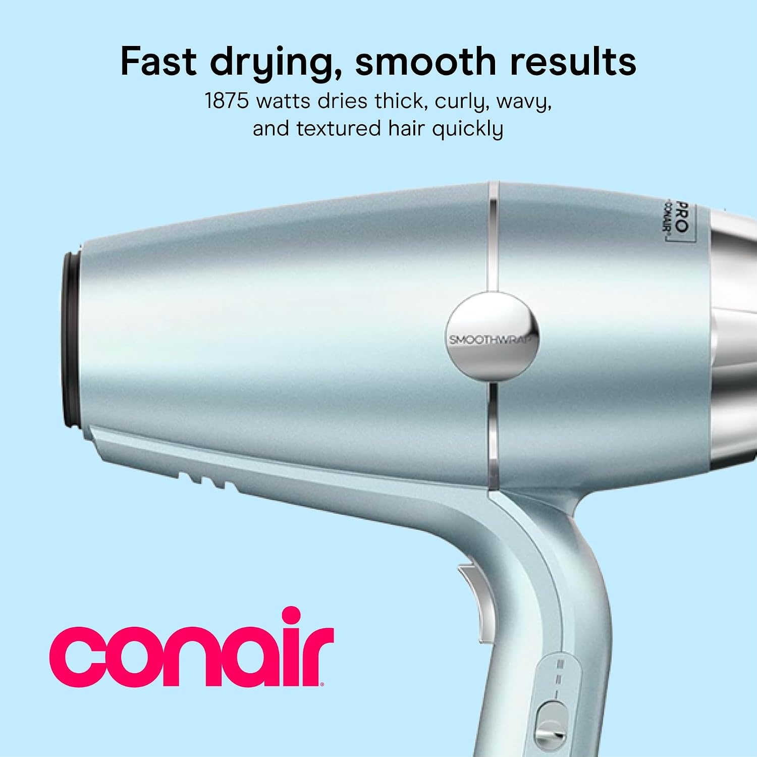 image:imageINFINITI PRO CONAIR SmoothWrap Hair Dryer Blow Dryer with Diffuser and Concentrator Attachments Advanced Plasma and Ceramic Technology for Less Frizz More Volume and Body MintMint