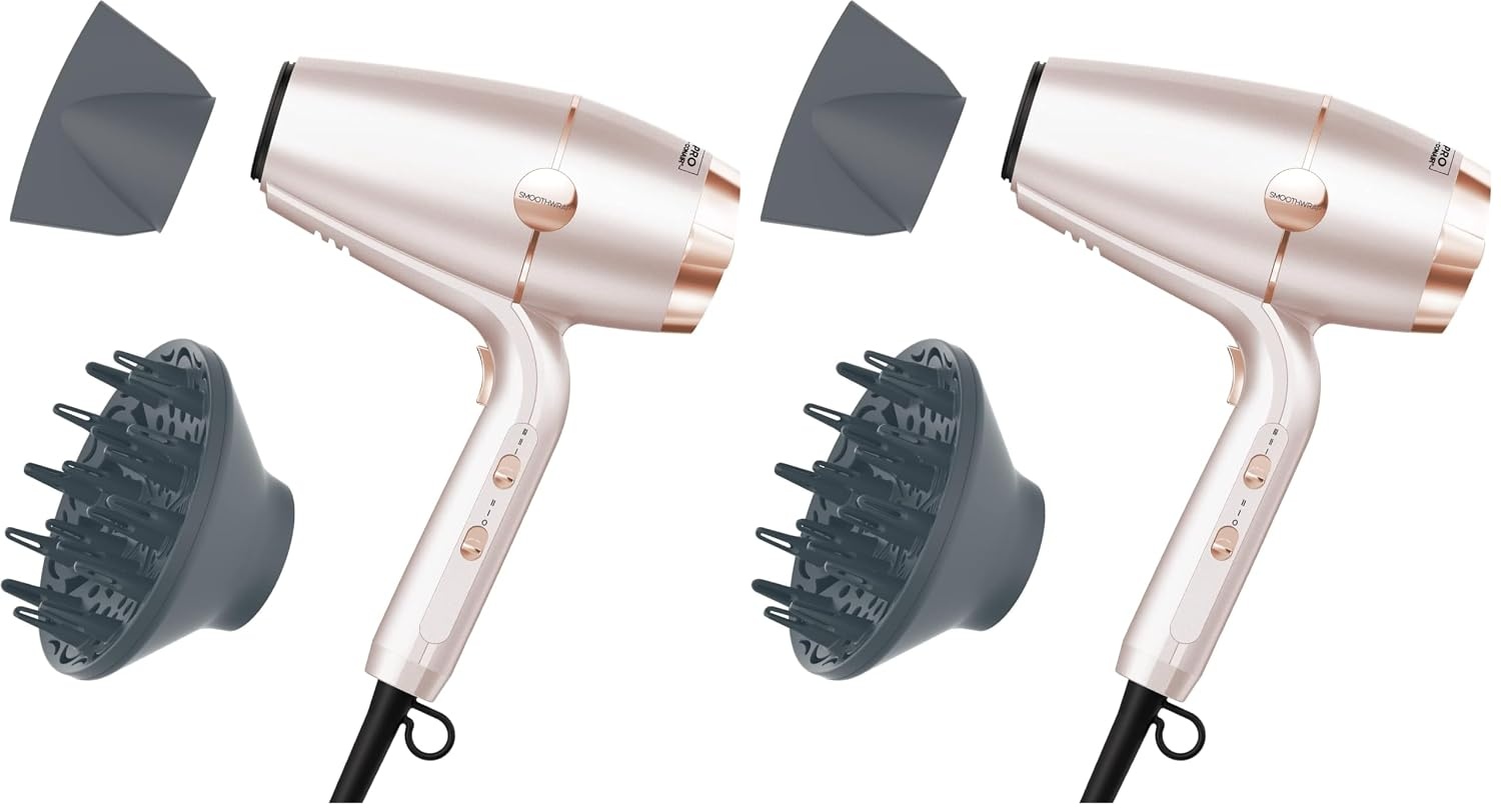 image:imageINFINITI PRO CONAIR SmoothWrap Hair Dryer Blow Dryer with Diffuser and Concentrator Attachments Advanced Plasma and Ceramic Technology for Less Frizz More Volume and Body MintPink Champagne