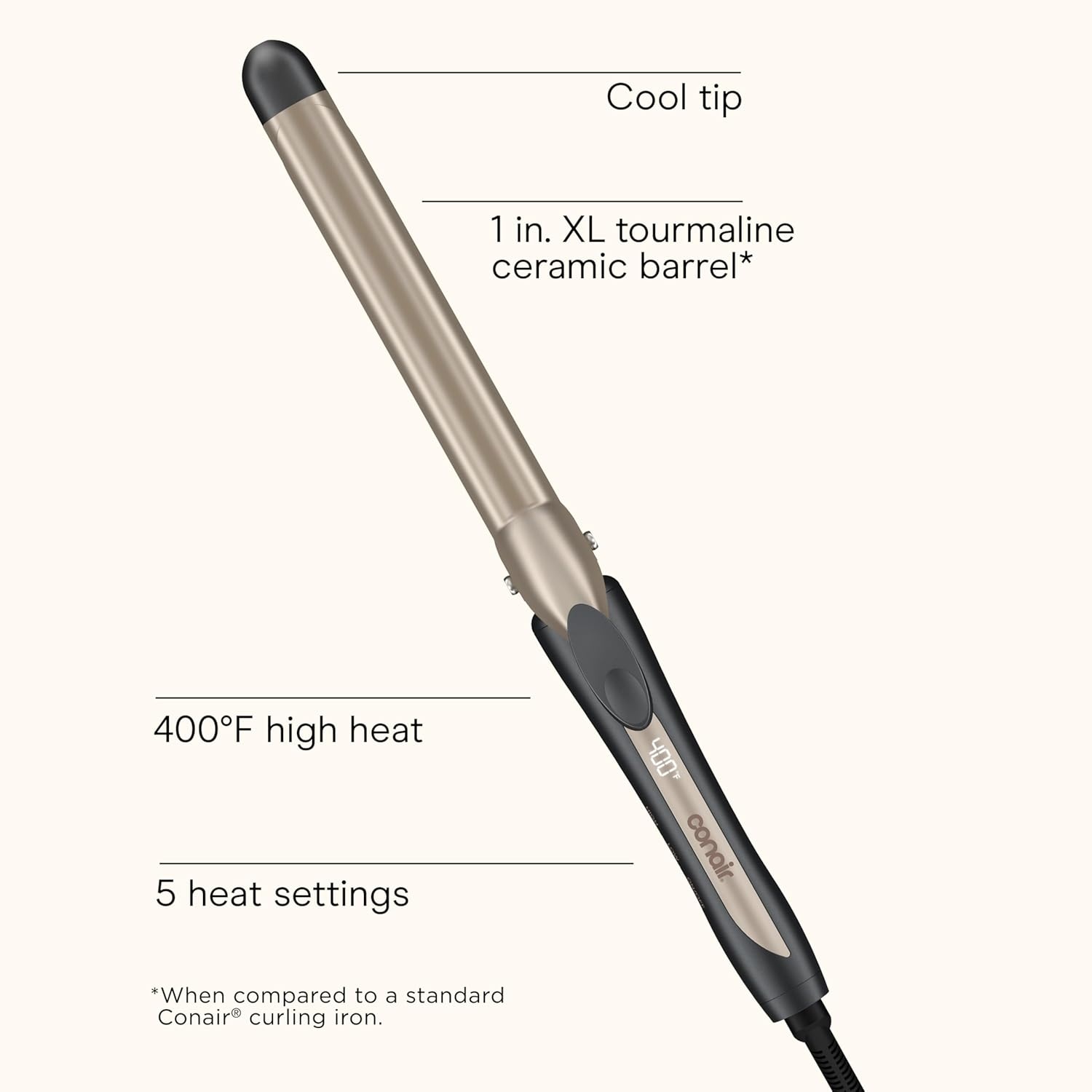 image:imageINFINITI PRO CONAIR Tourmaline Ceramic 1Inch Curling Iron Clamp Curling Iron 1Inch Barrel Produces Classic Curls Hair Curler for Use on Short Medium and Long Hair ChampagneGray Tourmaline Ceramic for Classic Curls on Short Medium and Long Hair ChampagneGray CD10001 Inch Long Barrel