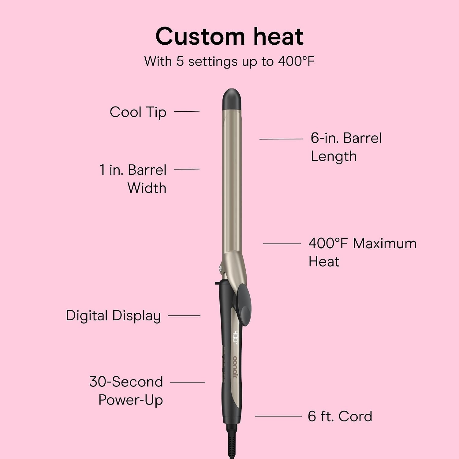 image:imageINFINITI PRO CONAIR Tourmaline Ceramic 1Inch Curling Iron Clamp Curling Iron 1Inch Barrel Produces Classic Curls Hair Curler for Use on Short Medium and Long Hair ChampagneGray Tourmaline Ceramic for Classic Curls on Short Medium and Long Hair ChampagneGray CD10001 Inch Barrel