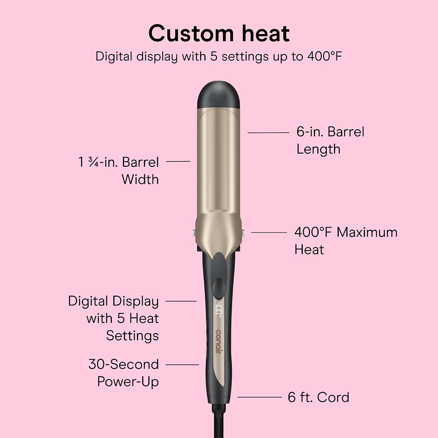 image:imageINFINITI PRO CONAIR Tourmaline Ceramic 1Inch Curling Iron Clamp Curling Iron 1Inch Barrel Produces Classic Curls Hair Curler for Use on Short Medium and Long Hair ChampagneGray Tourmaline Ceramic for Classic Curls on Short Medium and Long Hair ChampagneGray CD10001 Inch Barrel