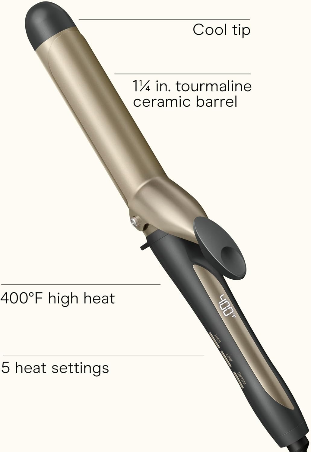 image:imageINFINITI PRO CONAIR Tourmaline Ceramic 1Inch Curling Iron Clamp Curling Iron 1Inch Barrel Produces Classic Curls Hair Curler for Use on Short Medium and Long Hair ChampagneGray Tourmaline Ceramic for Classic Curls on Short Medium and Long Hair ChampagneGray CD10001 Inch Barrel