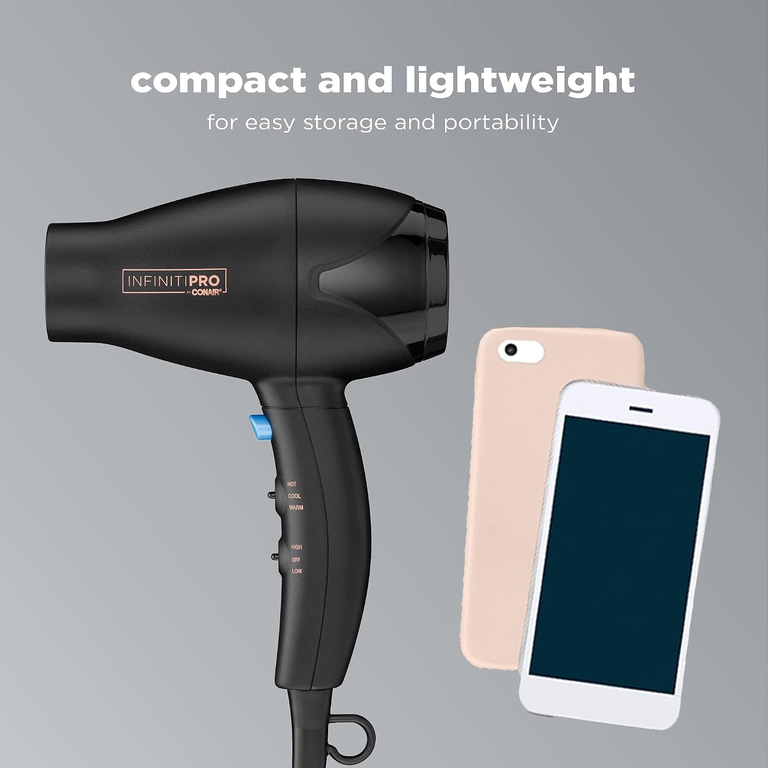image:imageINFINITI PRO CONAIR Travel Hair Dryer 1600W Mighty Mini Compact Blow Dryer with Concentrator Attachment Lightweight Professional AC Motor for Fast Drying 3 Heat amp 2 Speed Settings BlackTravel Size Pack of 4