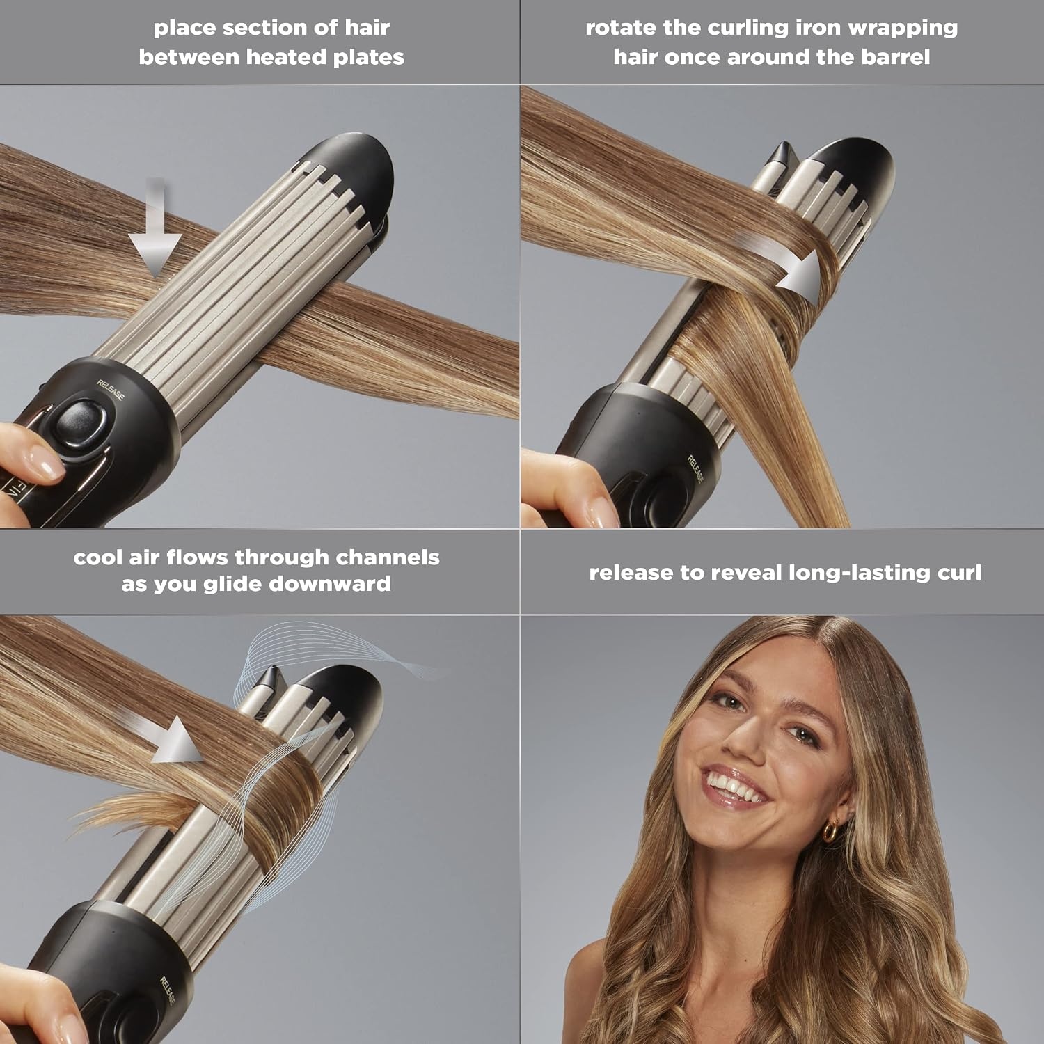 image:imageINFINITIPRO BY CONAIR 2in1 Cool Air Curling Iron and Flat Iron Luxe Protects Against Damage and Locks in Style for Effortless Long Lasting Curls Waves amp Straight Looks with One ToolBlack