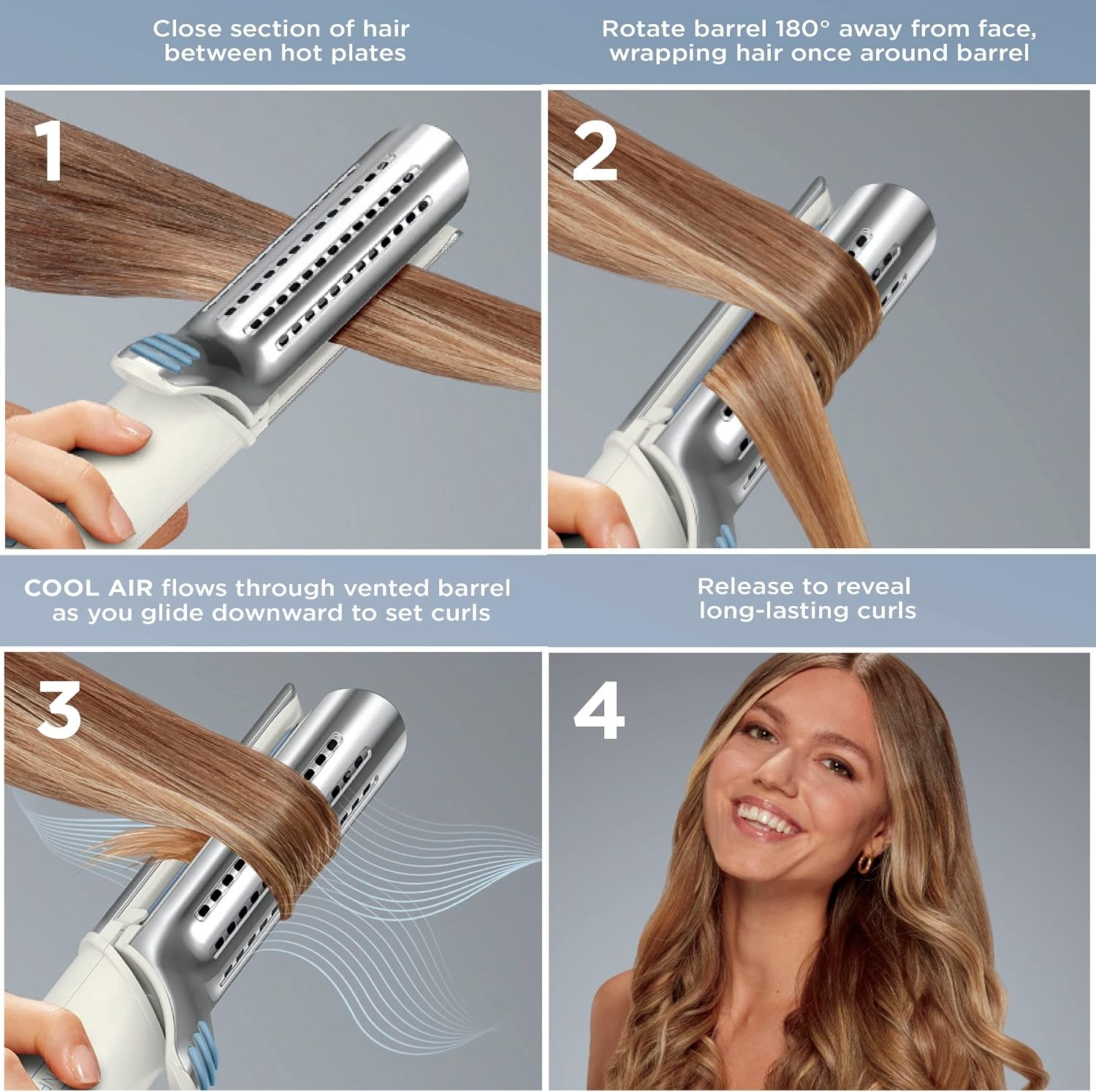 image:imageINFINITIPRO BY CONAIR 2in1 Cool Air Curling Iron and Flat Iron Luxe Protects Against Damage and Locks in Style for Effortless Long Lasting Curls Waves amp Straight Looks with One ToolWhite