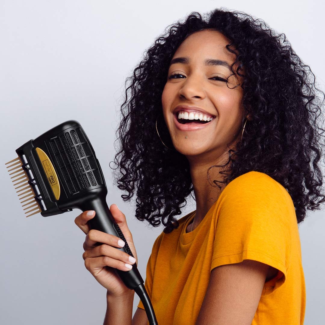 image:imageINFINITIPRO BY CONAIR 3in1 Styling Hair Dryer 1875W Hair Dryer and 3 Attachments Dry and style in one step for thick and curly hair Black SD11GNXBlack