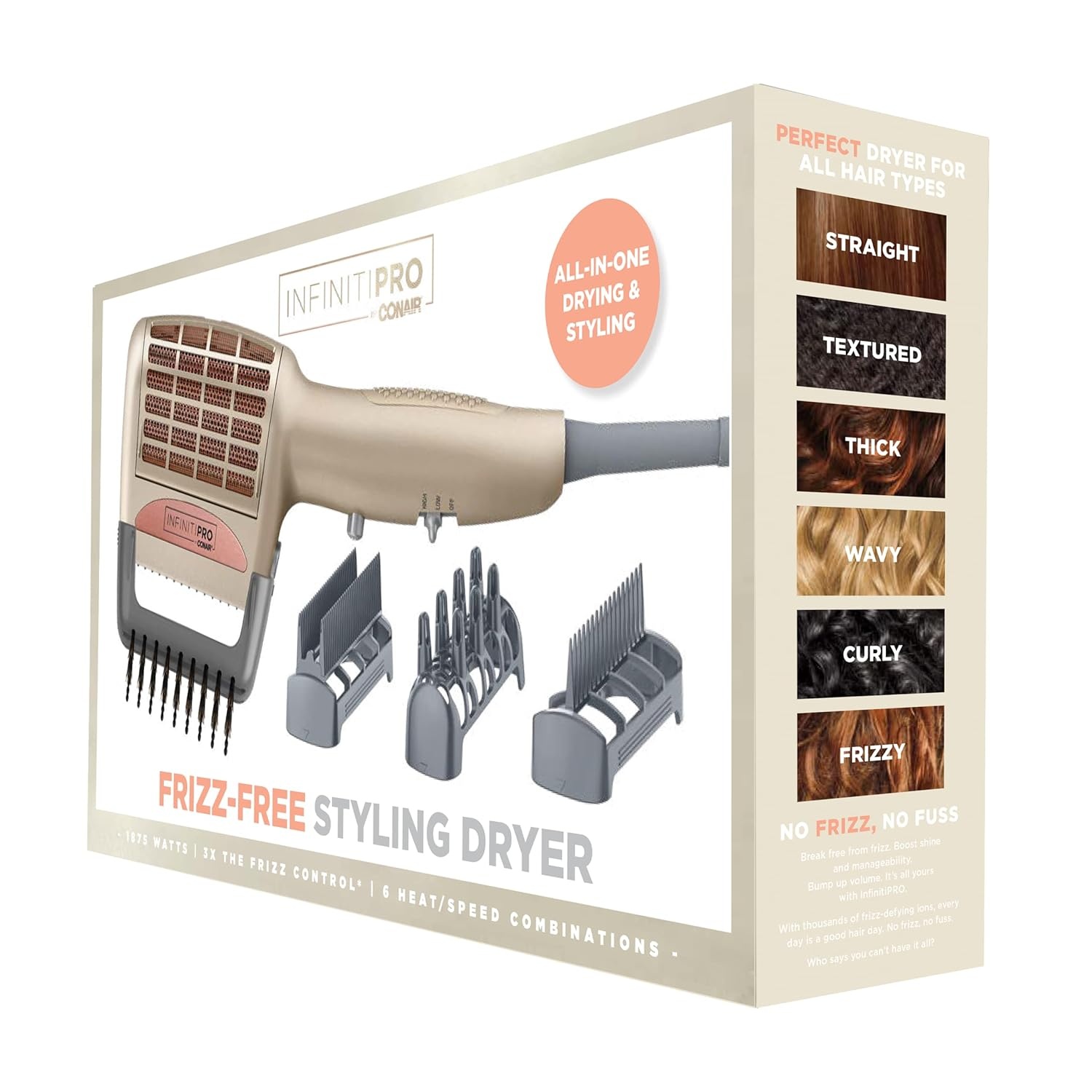 image:imageINFINITIPRO BY CONAIR 4in1 Frizz Free Styling Hair Dryer 1875W Hair Dryer and 4 Attachments
