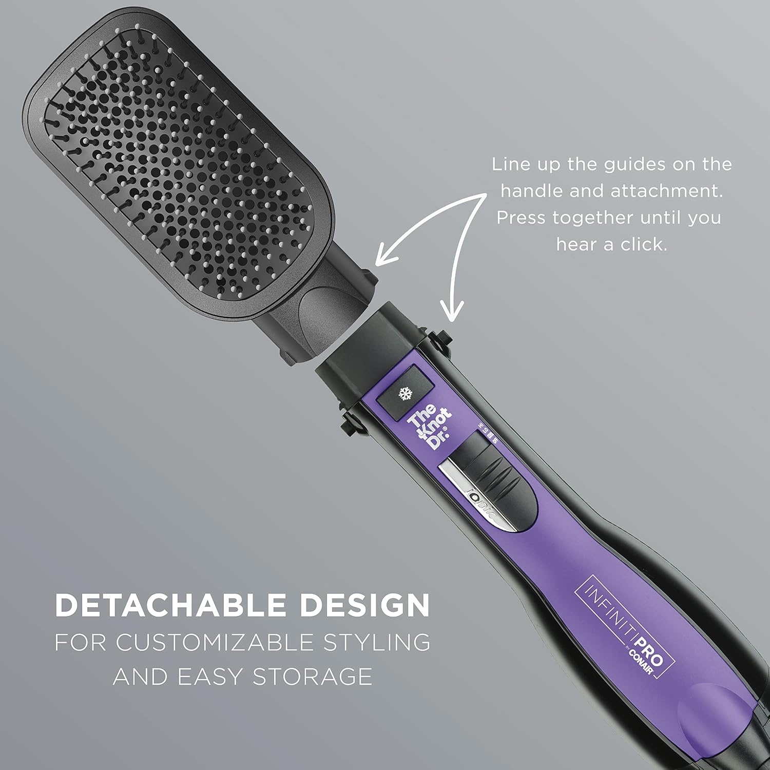 image:imageINFINITIPRO BY CONAIR Brush Head Attachment Storage Case Compatible with INFINITIPRO BY CONAIR The Knot Dr Dryer BrushesCushioned Paddle Brush