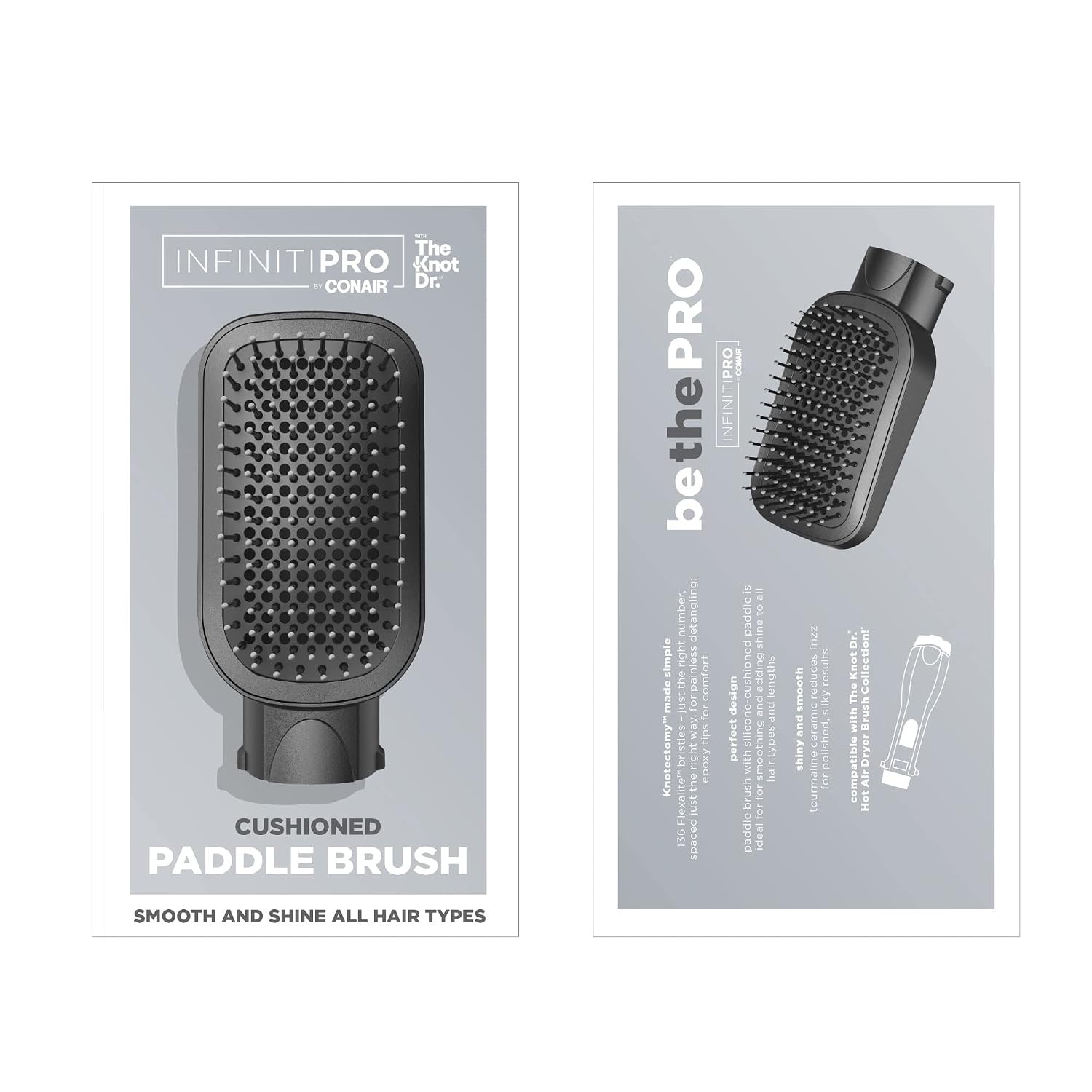 image:imageINFINITIPRO BY CONAIR Brush Head Attachment Storage Case Compatible with INFINITIPRO BY CONAIR The Knot Dr Dryer BrushesCushioned Paddle Brush