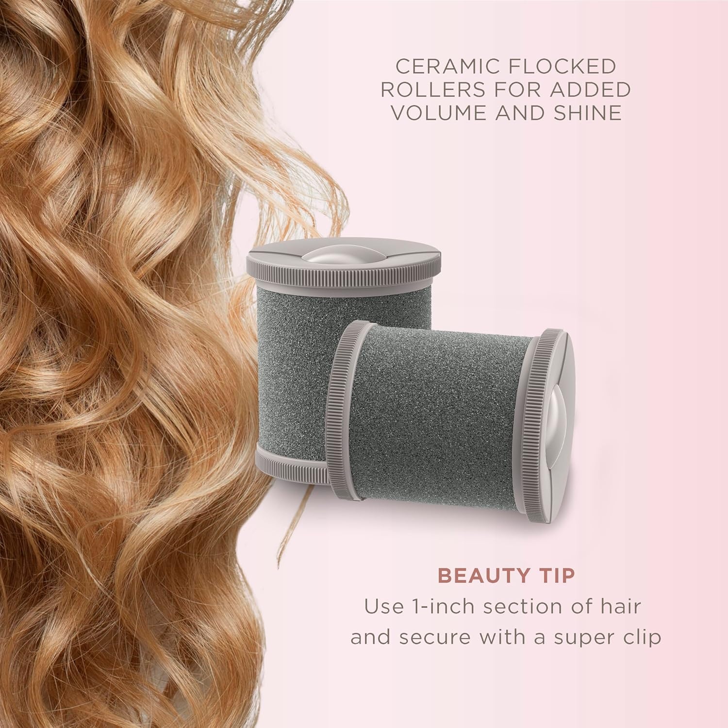 image:imageINFINITIPRO BY CONAIR Ceramic Flocked Hot Rollers for Long Medium and All Hair Hair Curler Hair Roller Clips Included 2 inch Rollers