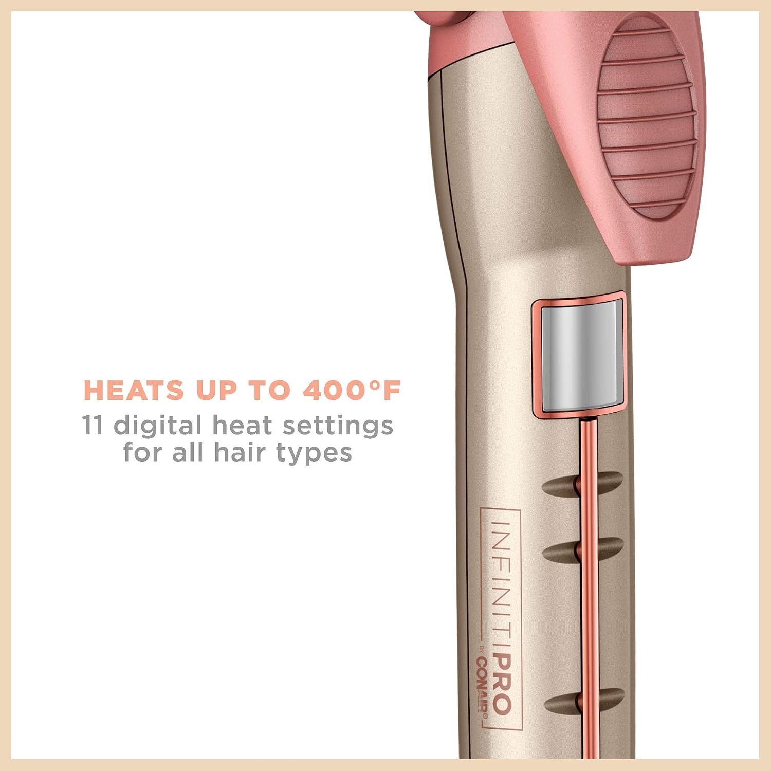 image:imageINFINITIPRO BY CONAIR Frizz Free 1inch Titanium Ceramic Curling Iron 1inch barrel produces classic curls for use on short medium and long hairRose Gold