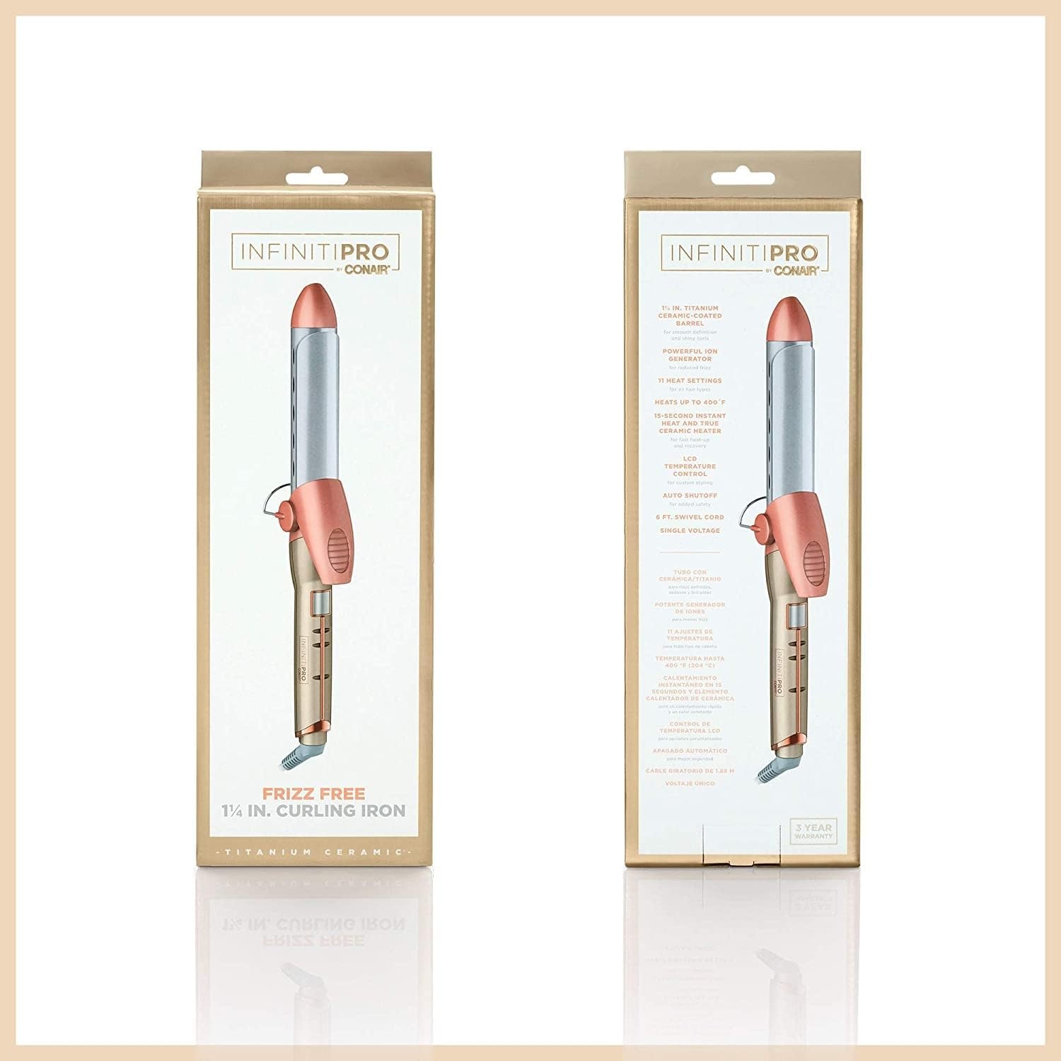image:imageINFINITIPRO BY CONAIR Frizz Free 1inch Titanium Ceramic Curling Iron 1inch barrel produces classic curls for use on short medium and long hairRose Gold