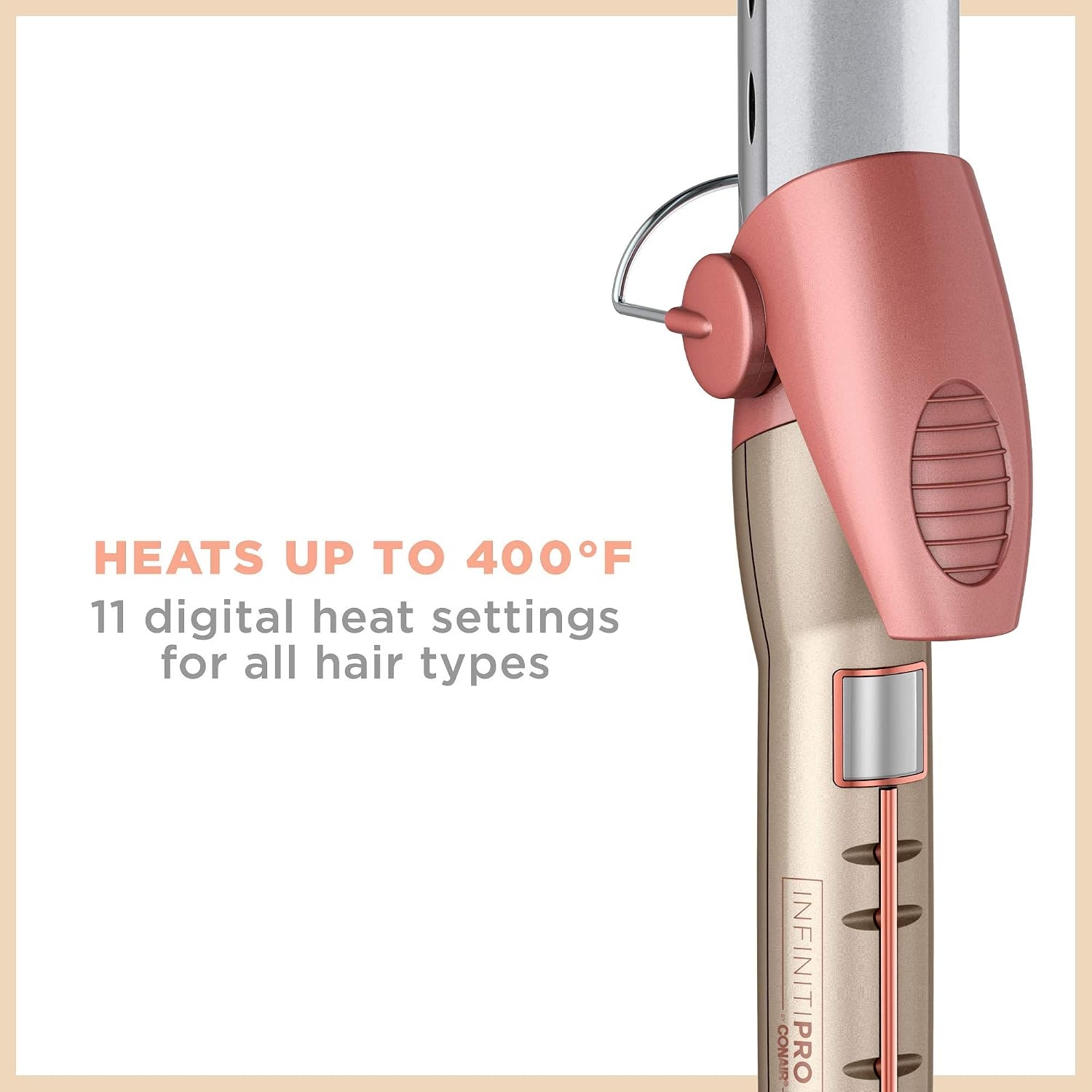 image:imageINFINITIPRO BY CONAIR Frizz Free 1inch Titanium Ceramic Curling Iron 1inch barrel produces classic curls for use on short medium and long hairRose Gold