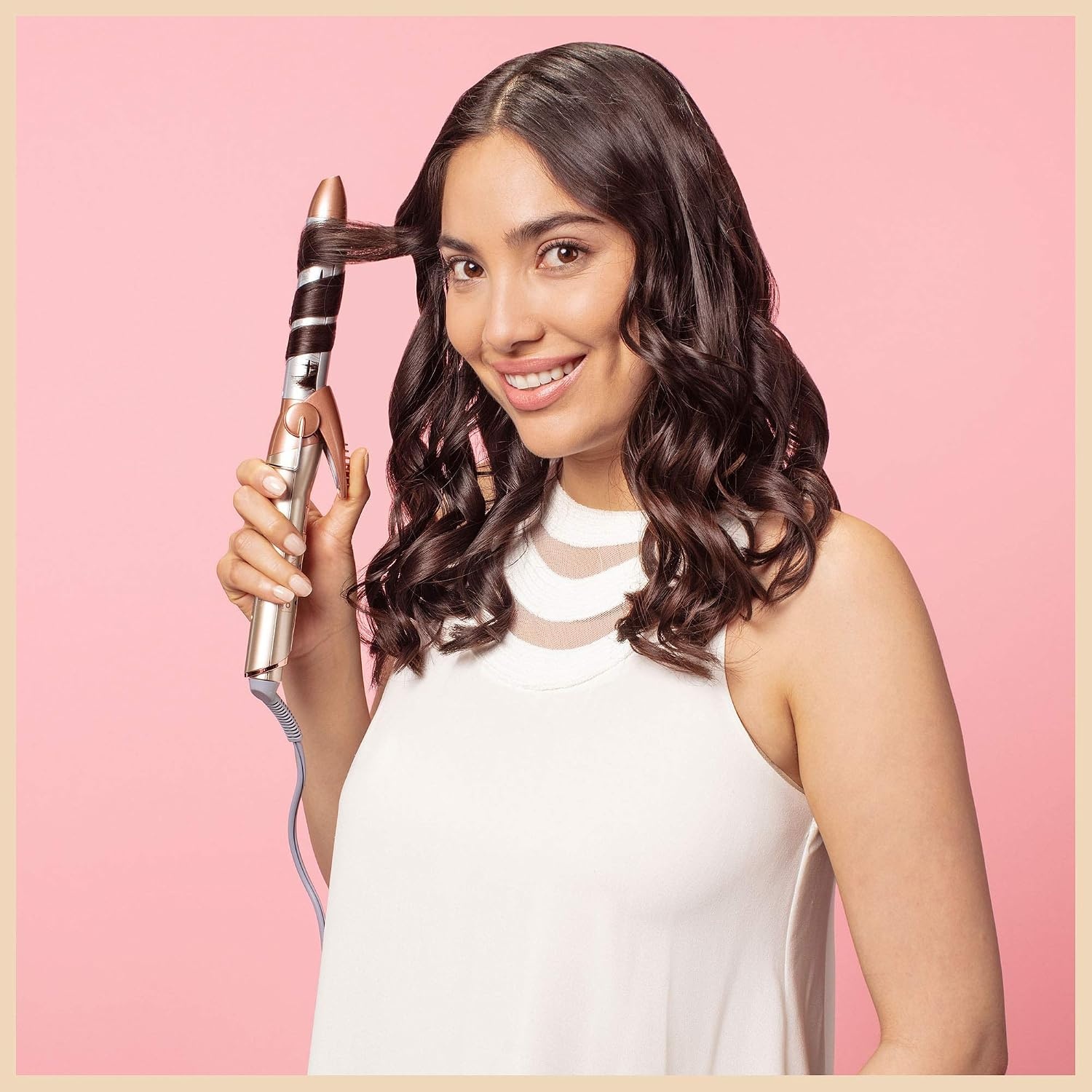 image:imageINFINITIPRO BY CONAIR Frizz Free 1inch Titanium Ceramic Curling Iron 1inch barrel produces classic curls for use on short medium and long hairRose Gold