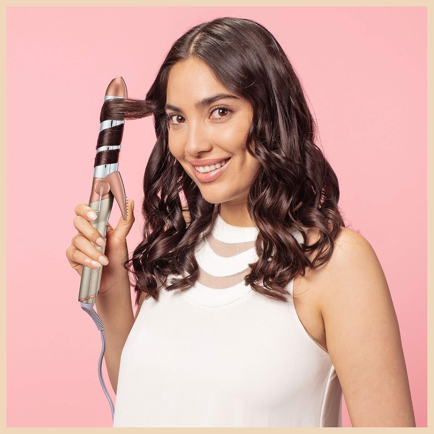 image:imageINFINITIPRO BY CONAIR Frizz Free 1inch Titanium Ceramic Curling Iron 1inch barrel produces classic curls for use on short medium and long hairRose Gold