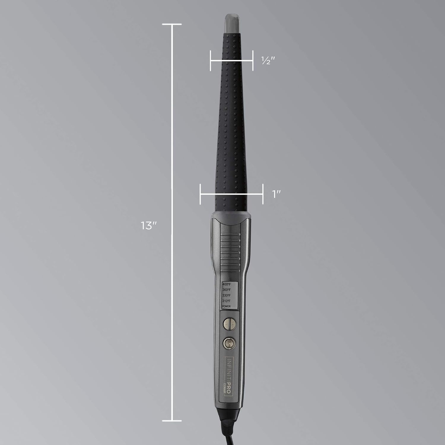 image:imageINFINITIPRO BY CONAIR Silicone Shine 1Inch to 12Inch Curling Wand Tapered wand produces beachy waves