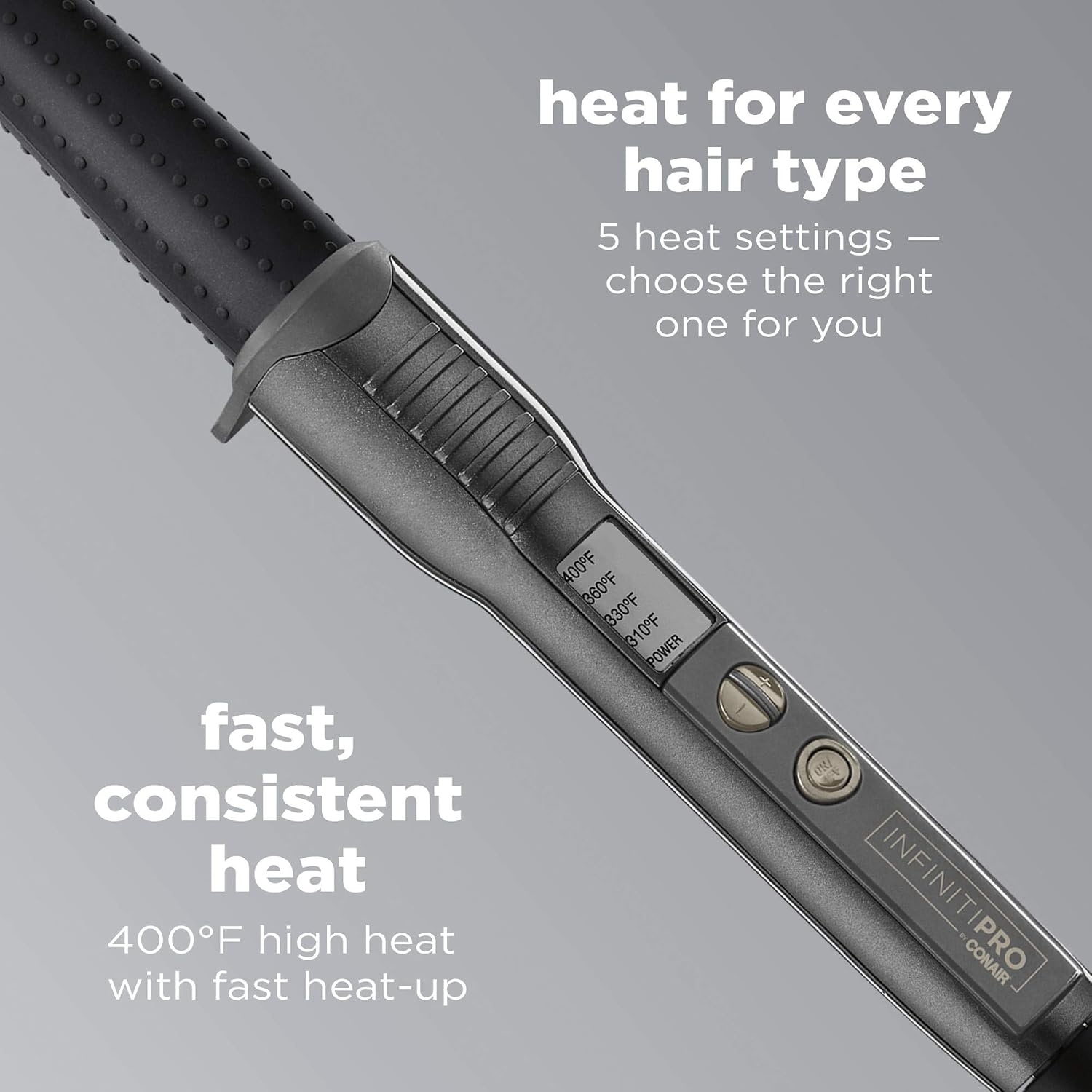 image:imageINFINITIPRO BY CONAIR Silicone Shine 1Inch to 12Inch Curling Wand Tapered wand produces beachy waves