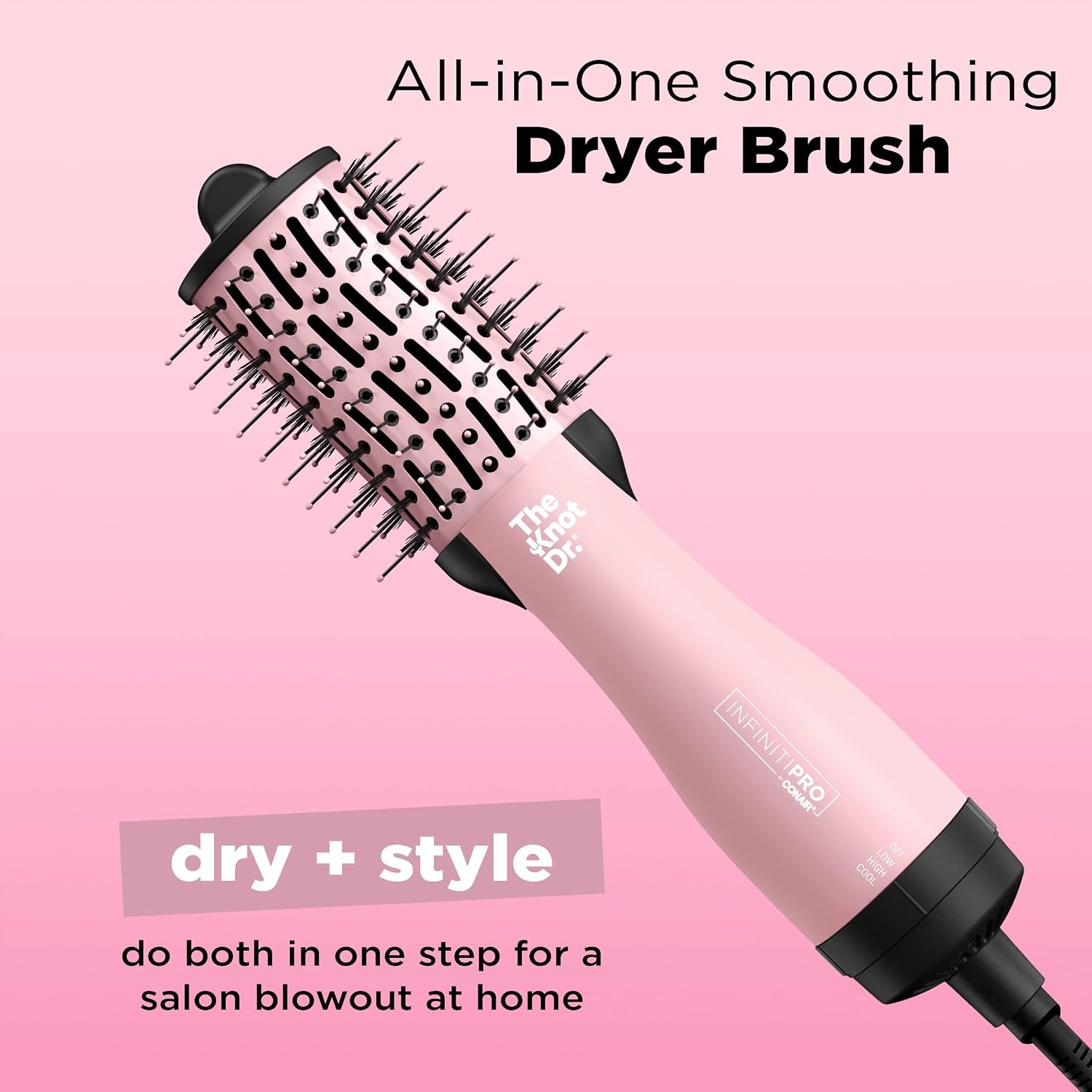 image:imageINFINITIPRO BY CONAIR The Knot Dr AllinOne Travel Friendly Oval Dryer Brush Hair Dryer amp Volumizer Hot Air Brush1 Count Pack of 1