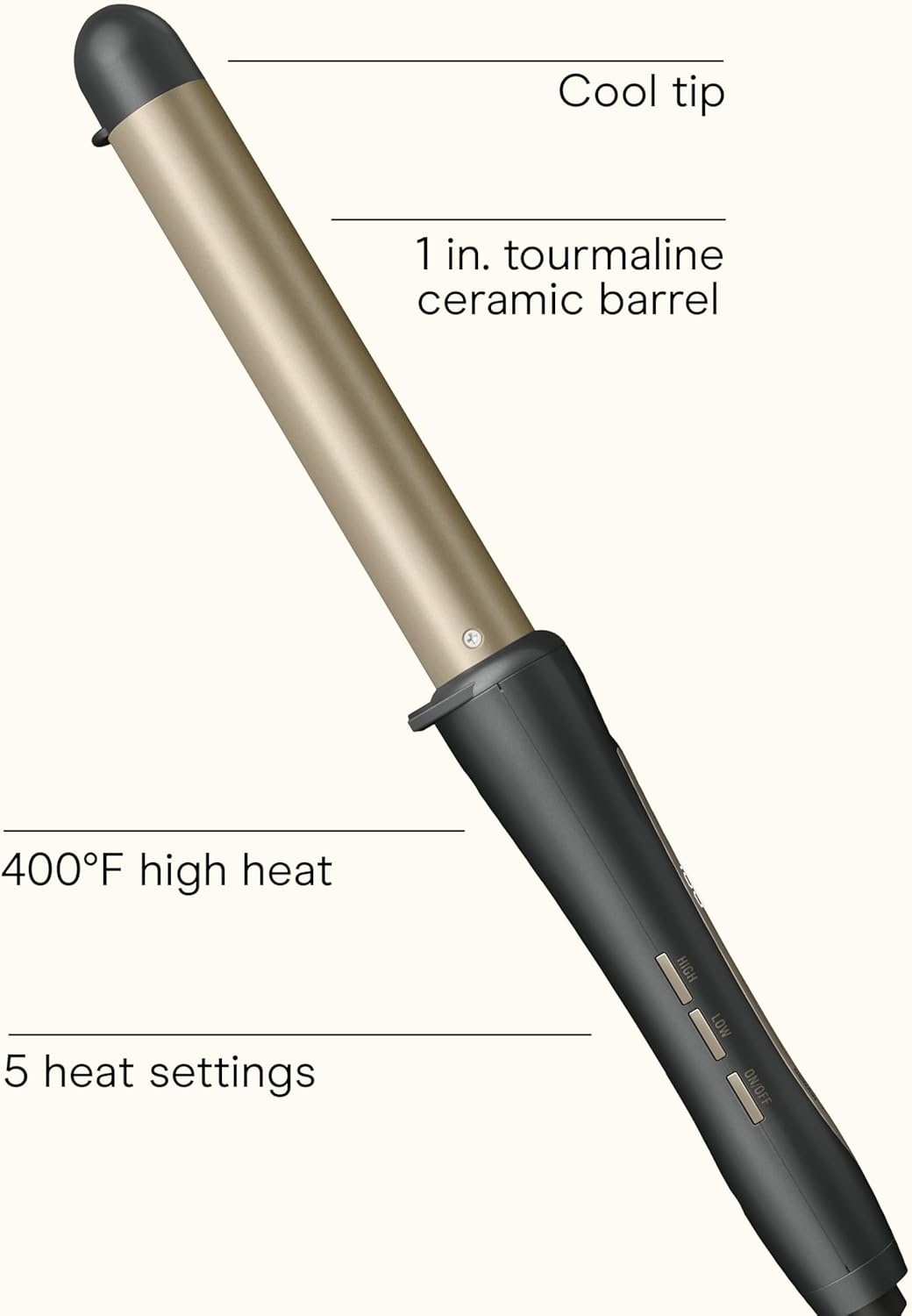 image:imageINFINITIPRO BY CONAIR Tourmaline Ceramic 1Inch Curling Wand 1Inch Barrel Produces Flawless Waves Hair Wand for Use on Short Medium and Long Hair Dark Gray1 Inch Wand