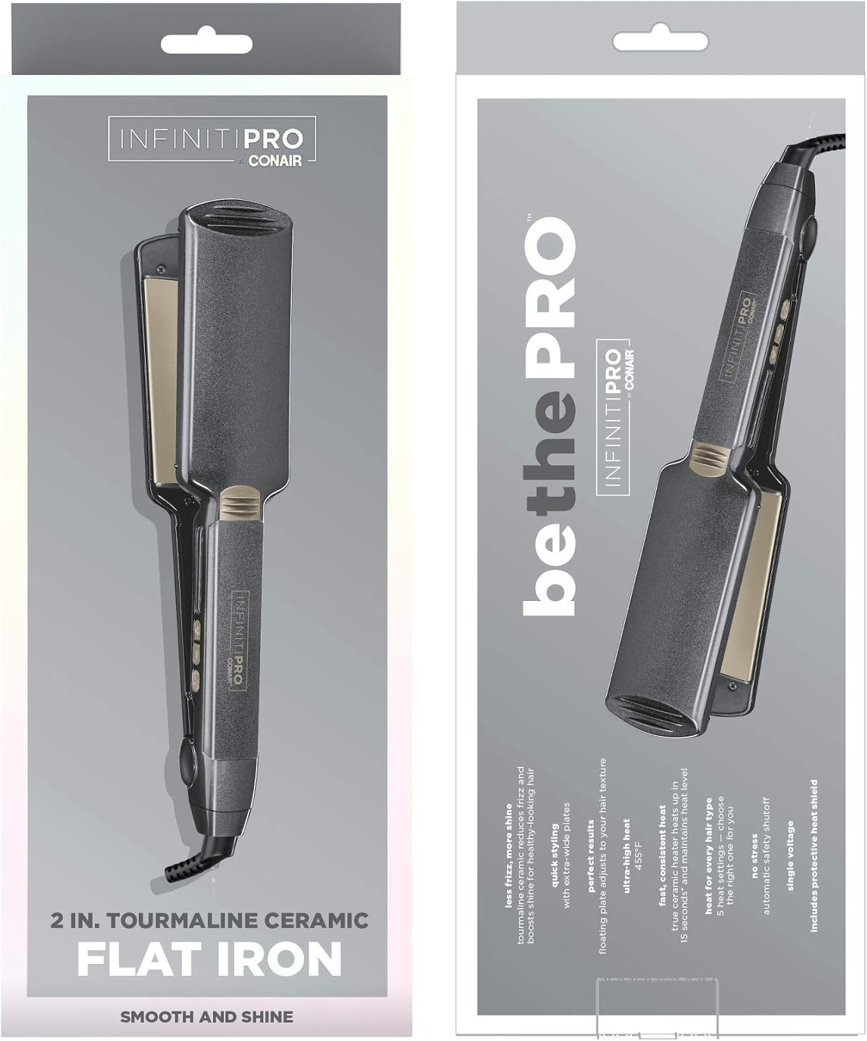 image:imageINFINITIPRO BY CONAIR Tourmaline Ceramic 1Inch Flat Iron Hair Straightener 1Inch Flat Iron to Straighten or Curl 5 Heat Settings for All Hair Types and Textures Metallic GrayMetallic Grey