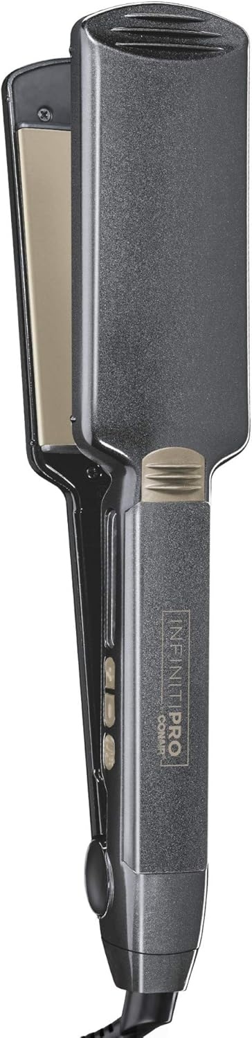 image:imageINFINITIPRO BY CONAIR Tourmaline Ceramic 1Inch Flat Iron Hair Straightener 1Inch Flat Iron to Straighten or Curl 5 Heat Settings for All Hair Types and Textures Metallic GrayMetallic Grey