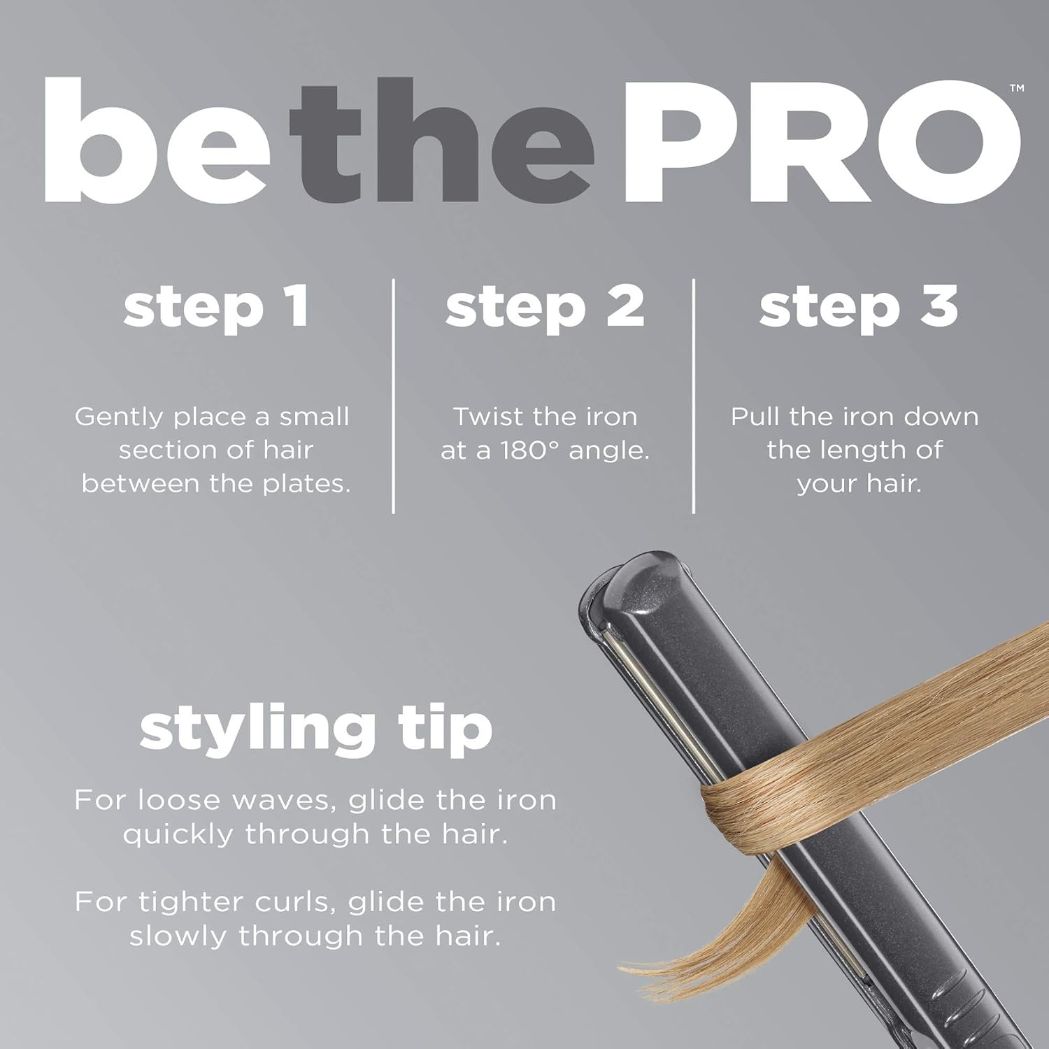 image:imageINFINITIPRO BY CONAIR Tourmaline Ceramic 1Inch Flat Iron Hair Straightener 1Inch Flat Iron to Straighten or Curl 5 Heat Settings for All Hair Types and Textures Metallic GrayMetallic Grey