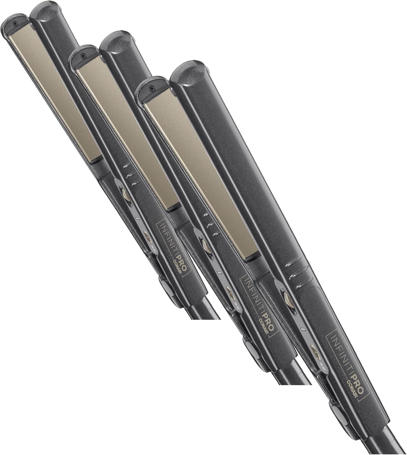 image:imageINFINITIPRO BY CONAIR Tourmaline Ceramic 1Inch Flat Iron Hair Straightener 1Inch Flat Iron to Straighten or Curl 5 Heat Settings for All Hair Types and Textures Metallic GrayMetallic Grey