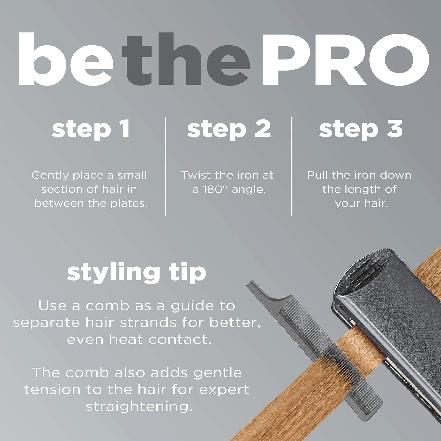 image:imageINFINITIPRO BY CONAIR Tourmaline Ceramic 1Inch Flat Iron Hair Straightener 1Inch Flat Iron to Straighten or Curl 5 Heat Settings for All Hair Types and Textures Metallic GrayMetallic Grey
