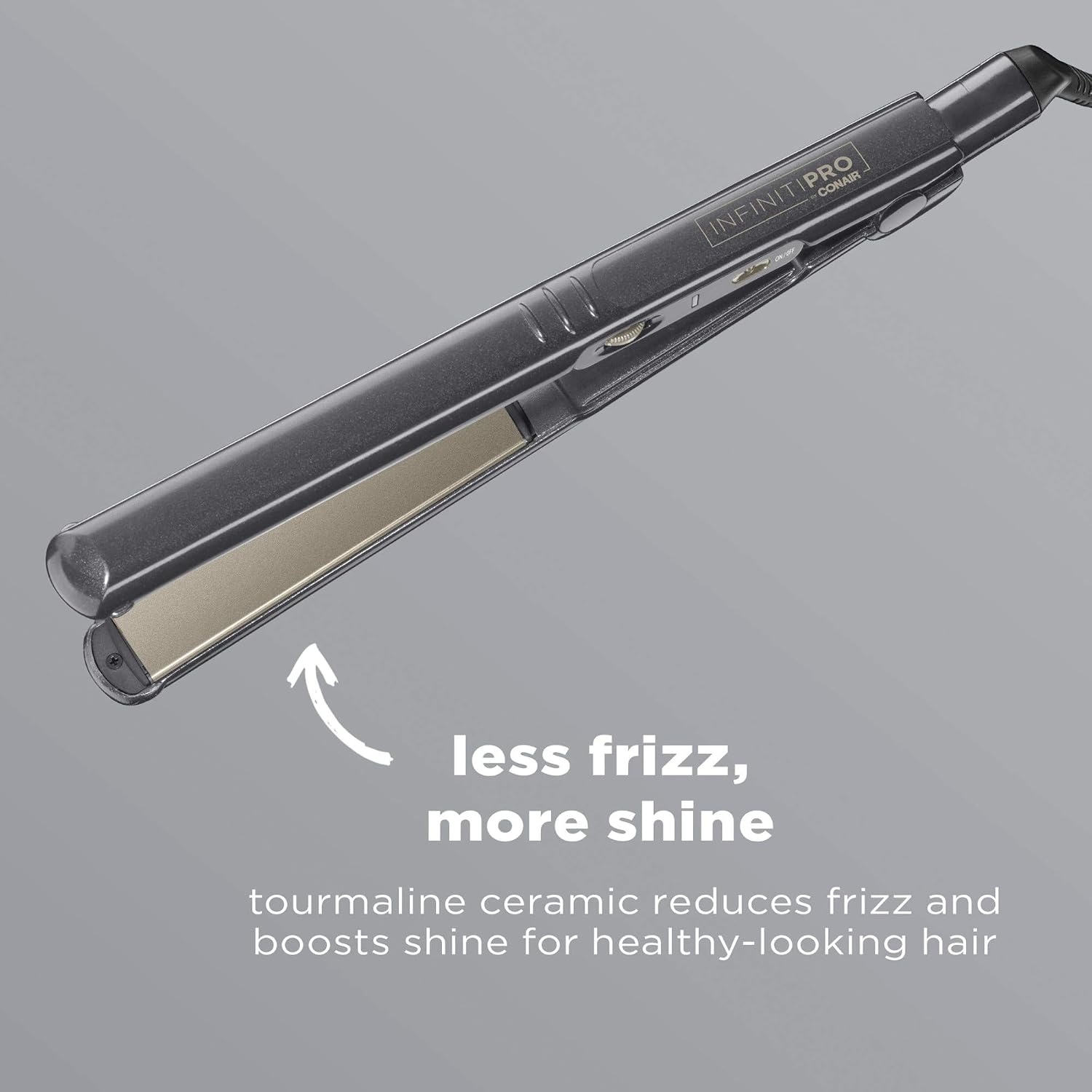 image:imageINFINITIPRO BY CONAIR Tourmaline Ceramic 1Inch Flat Iron Hair Straightener 1Inch Flat Iron to Straighten or Curl 5 Heat Settings for All Hair Types and Textures Metallic GrayMetallic Grey