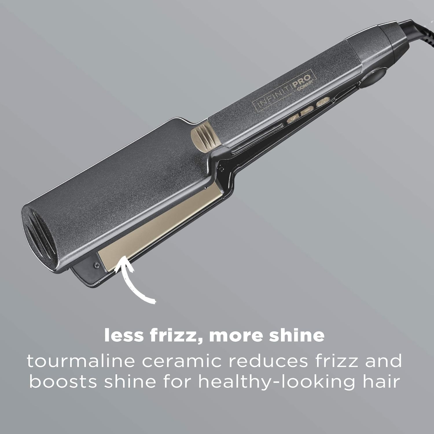 image:imageINFINITIPRO BY CONAIR Tourmaline Ceramic 1Inch Flat Iron Hair Straightener 1Inch Flat Iron to Straighten or Curl 5 Heat Settings for All Hair Types and Textures Metallic GrayMetallic Grey