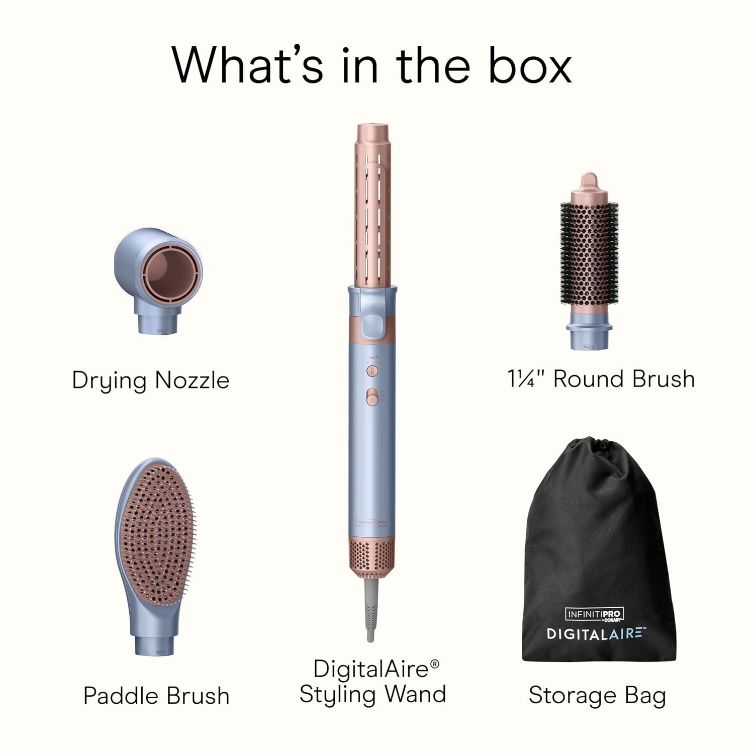 image:imageINFINITIPRO by CONAIR DigitalAIRE Multi Hair Styler Air Styling System for Curls Waves Blowouts amp Volume 4 Attachments to Personalize Your Look Plus Storage Bag Light BlueLight Blue