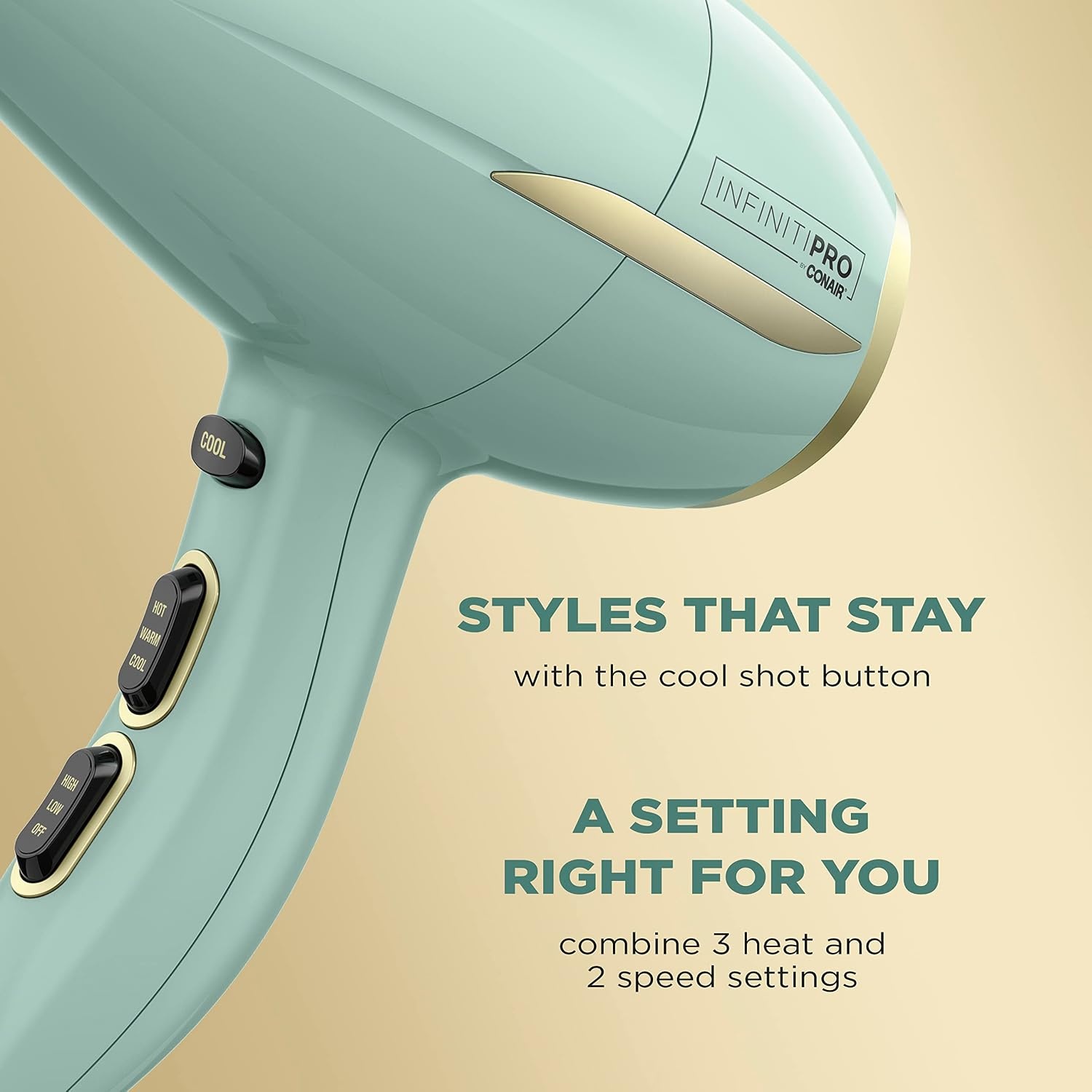 image:imageINFINITIPRO by CONAIR Heat Protect Hair Dryer with Diffuser Blow Dryer with Advanced Heat Protection Helps Minimize Overdried Hair1 Count Pack of 1