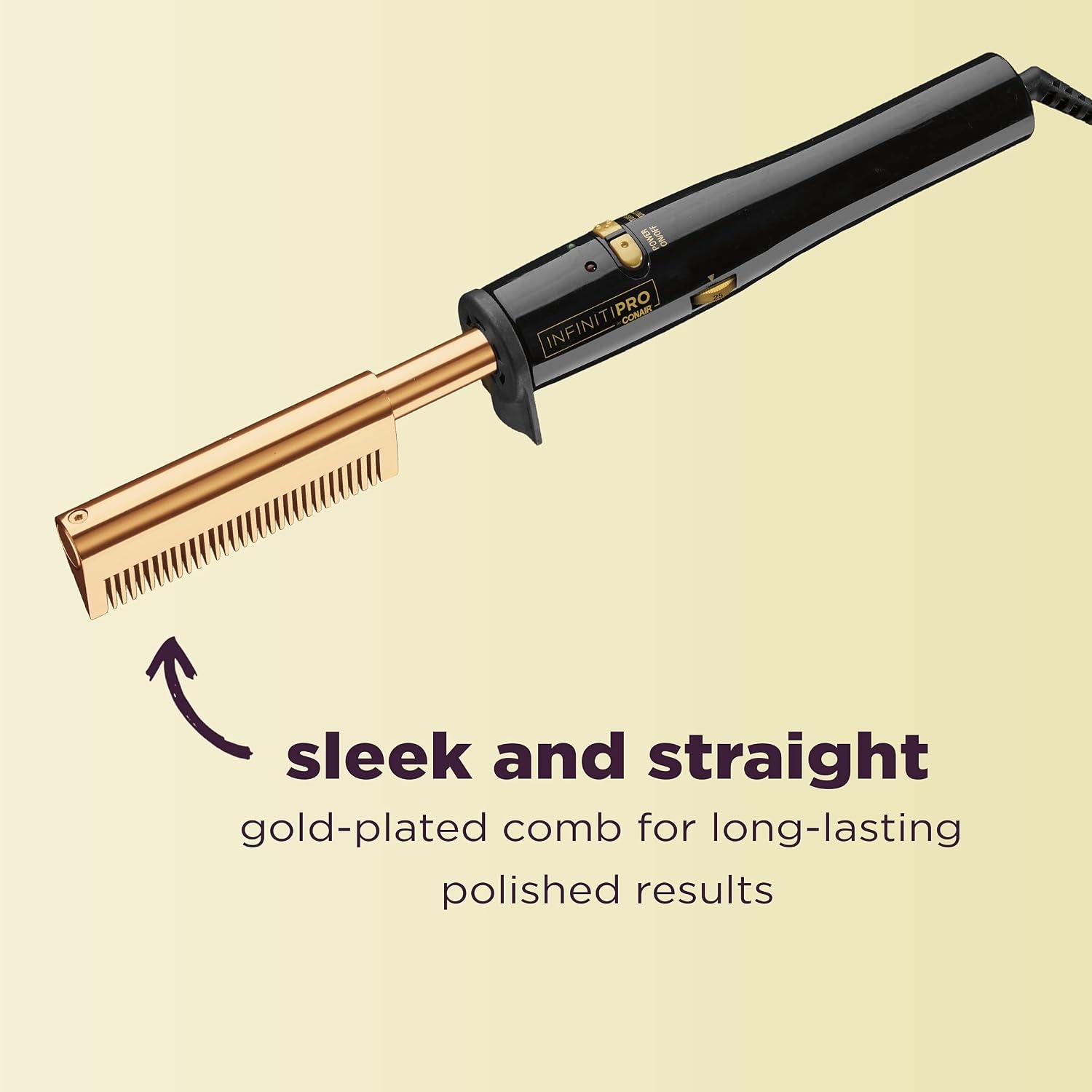 image:imageINFINITIPRO by CONAIR UltraHigh Heat GoldPlated Straightening Comb 1 Count Pack of 1