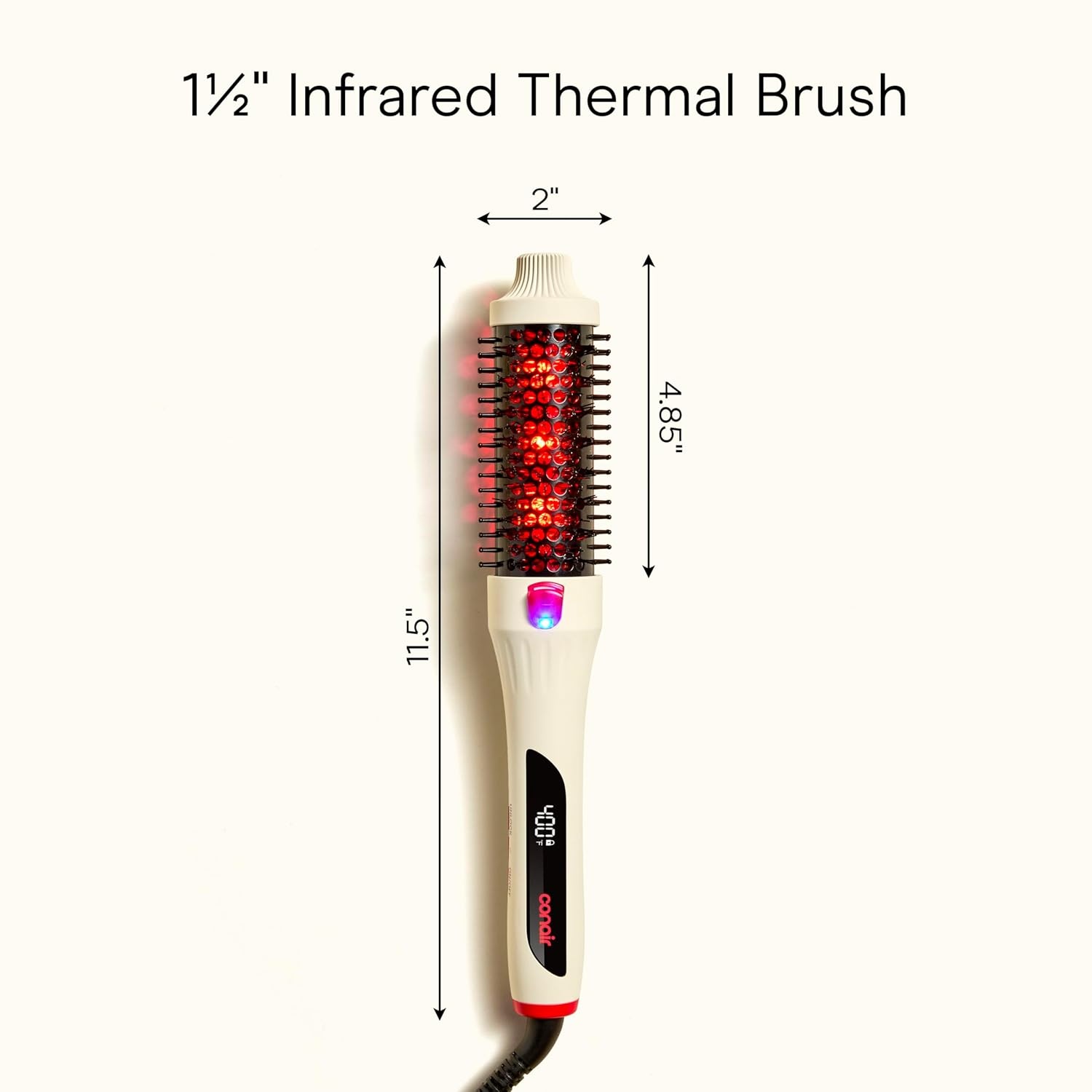 image:imageInfiniti PRO CONAIR 15 Inch Infrared Thermal Brush Ionic Heated Hair Styler with 4 Heat Settings up to 400F Ceramic Barrel for Volume and Curls Digital Hot Brush White