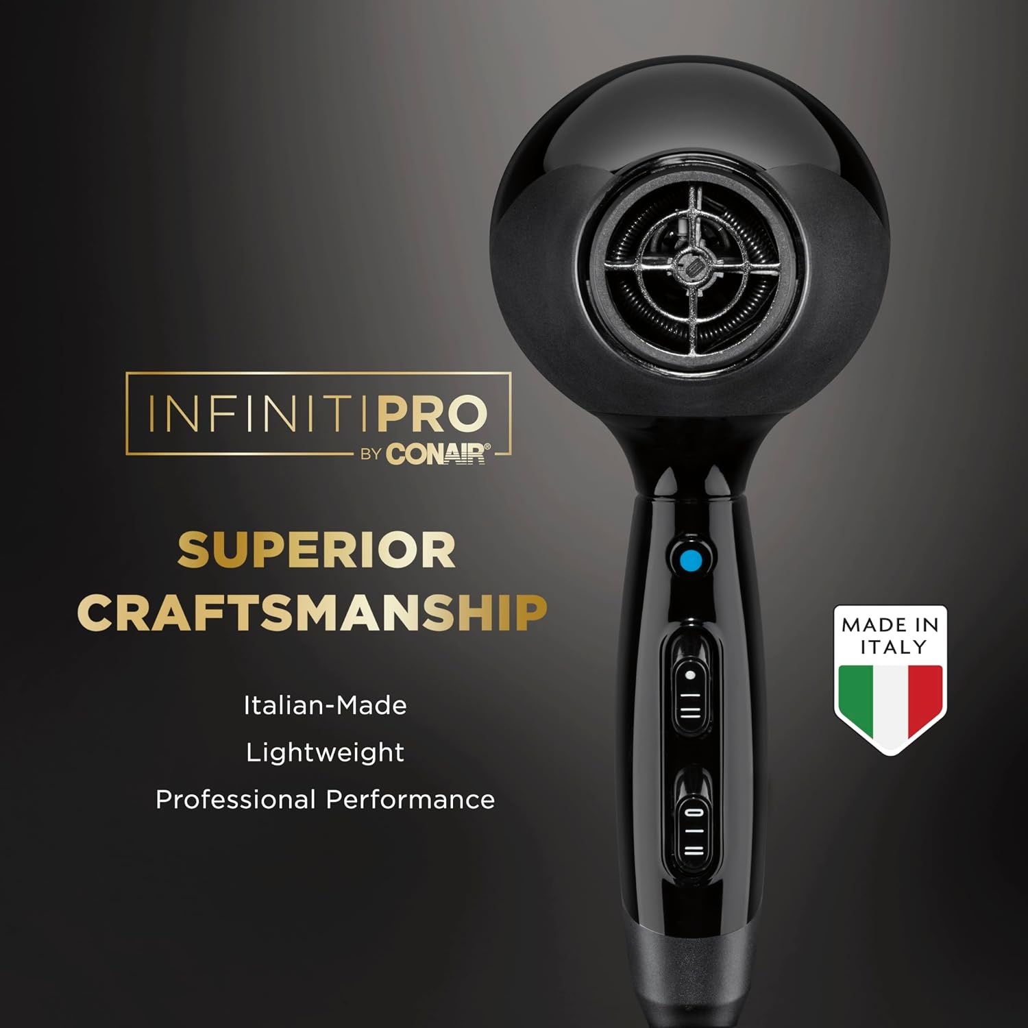 image:imageInfiniti PRO CONAIR ArteBella Hair Dryer Italian Performance Blow Dryer with Diffuser and Concentrator Attachments Luxurious Experience and UltraFast Drying Power 6 HeatSpeed Settings BlackPack of 2