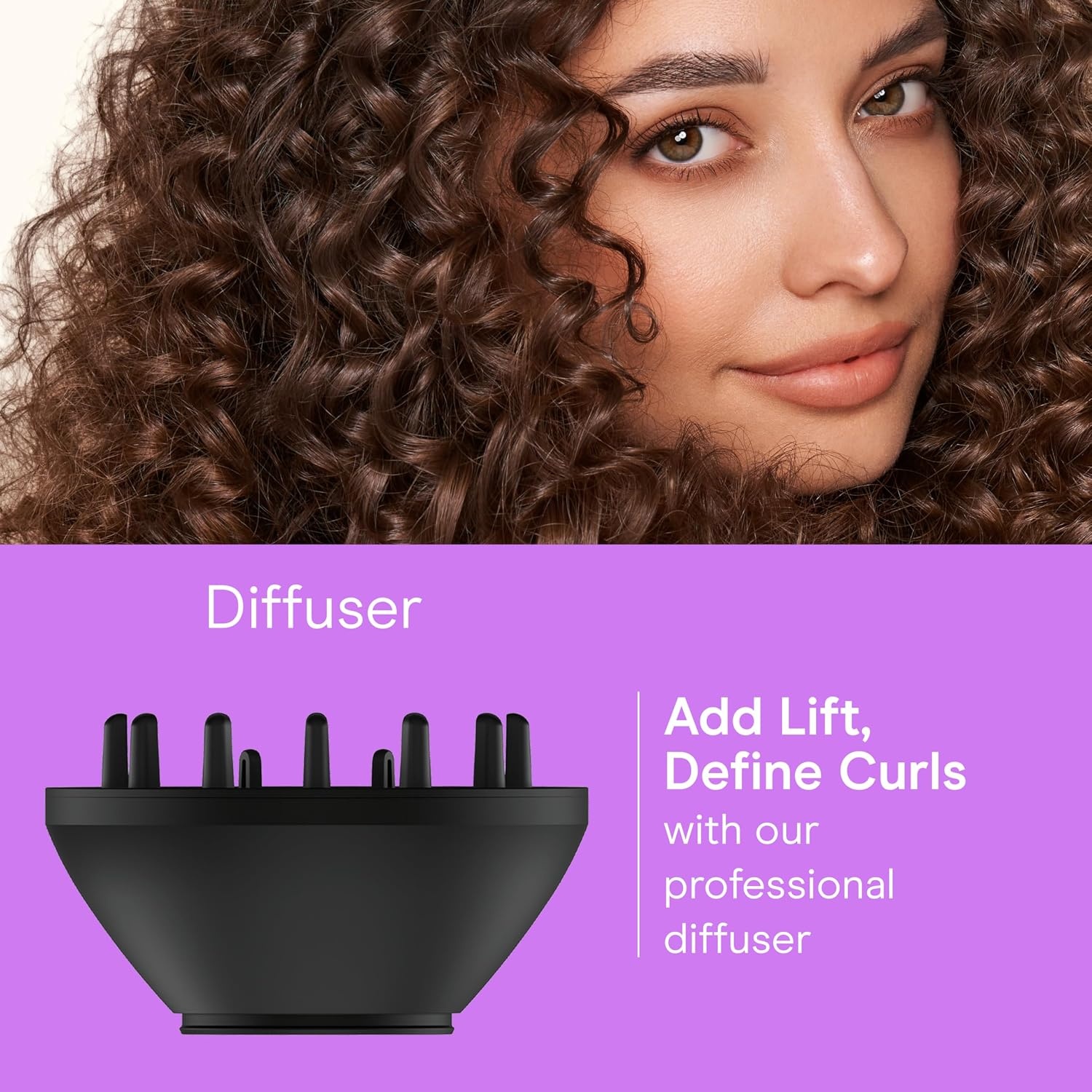 image:imageInfiniti PRO CONAIR Digital Hair Dryer Lightweight Ionic Blow Dryer wDiffuser for Reducing Frizz amp Defining Curls Includes Diffuser Thermal Concentrator AntiFlyaway Attachment Silver amp Purple