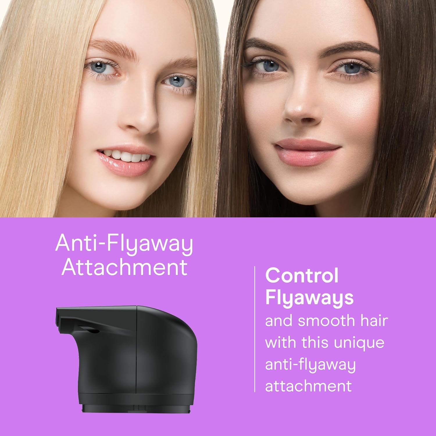 image:imageInfiniti PRO CONAIR Digital Hair Dryer Lightweight Ionic Blow Dryer wDiffuser for Reducing Frizz amp Defining Curls Includes Diffuser Thermal Concentrator AntiFlyaway Attachment Silver amp Purple