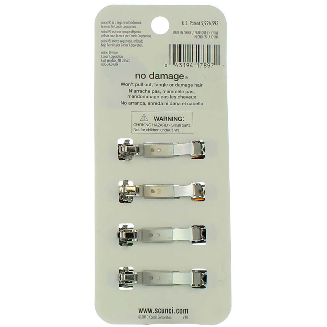image:imageScunci Noslip Grip Auto Clasp Barrettes 2 Count Colors May Vary4 Count Pack of 1